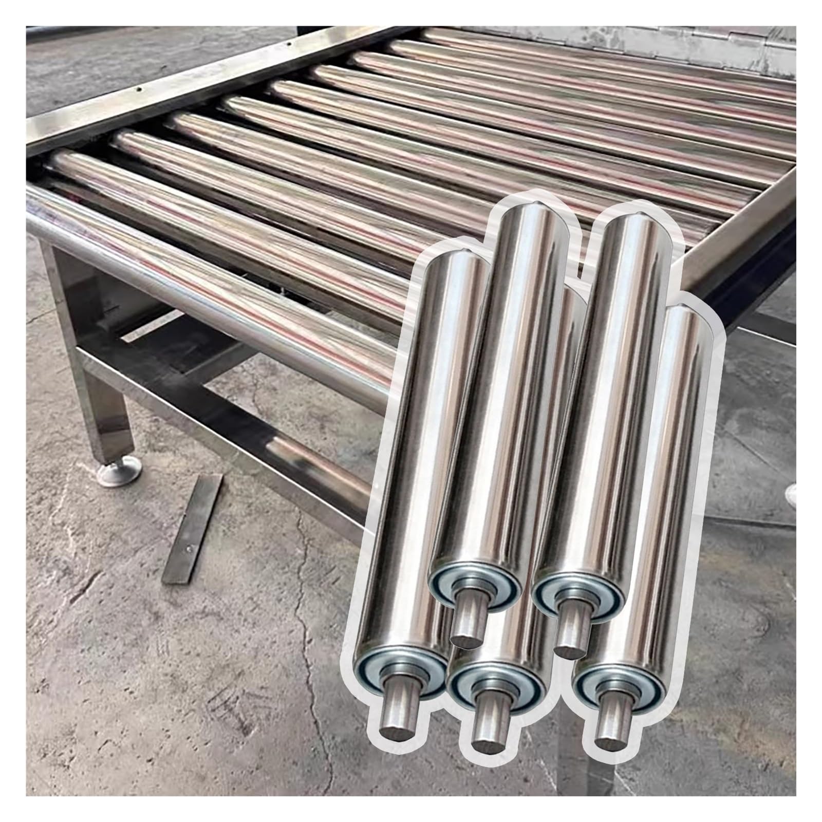 Rouleaux de transport de 3,8 cm pour aménagement d'atelier de menuiserie et découpe