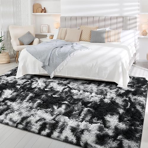 Vista 85 de FlyDOIT Alfombras de área grande para sala de estar, alfombra peluda marfil de 4x6 pies, alfombras mullidas de felpa ultra suave, alfombras peludas