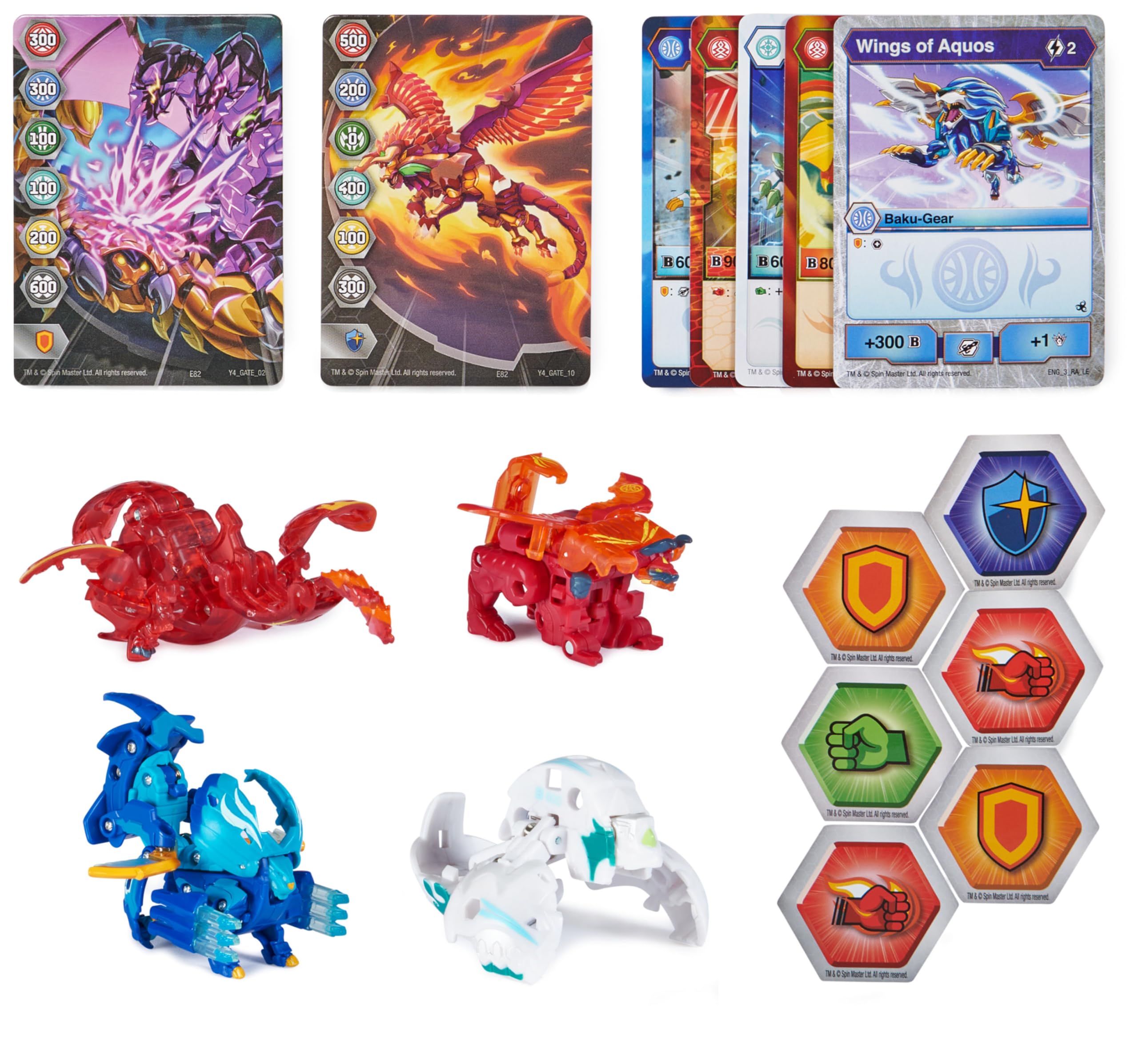BAKUGAN - Legends - Pack DE 4 Figuras DE ACCIÓN COLECCIONABLES - Cycloid, Arcleon Geogan, Nillious Nova, Hydorous Ultra y 6 Baku-Núcleos - 6065913 - Juguetes Niños 6 Años +