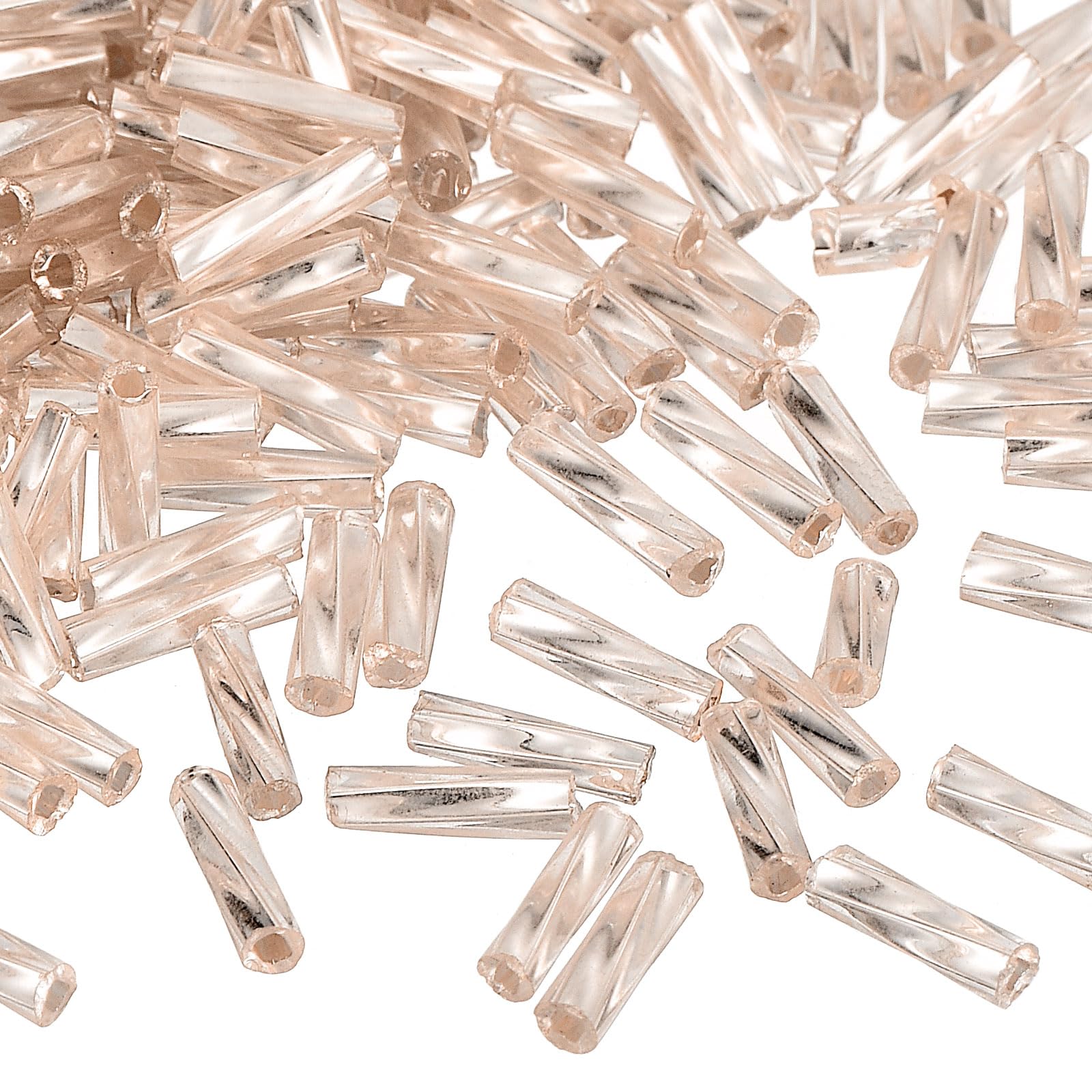 uxcell 1200Pcs Glass Bugle Beads, 6x1.7mm Tube Mini Loose Glass Seed Spacer Bead for DIY Earrings Necklaces Bracelets Jewelry Making (Champagne)
