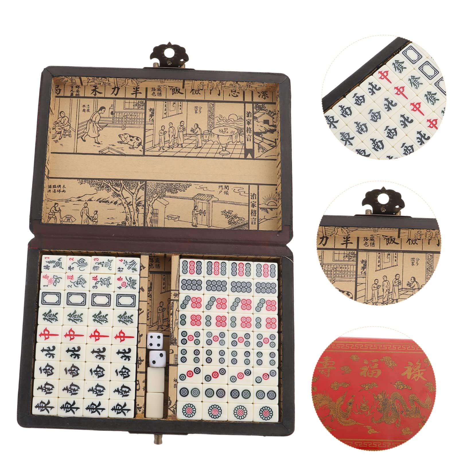 VICASKY Jeu de Mahjong Chinois Portable pour Voyages Camping avec Tuiles Numérotées