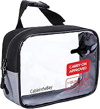 TSA Approved Clear Travel Toiletry Bag-Quart Sized with Zipper-Airport Airline Compliant Bag/Bottles-Men's/Women's 3-1-1 Kit+Travel (Hanging Bag))