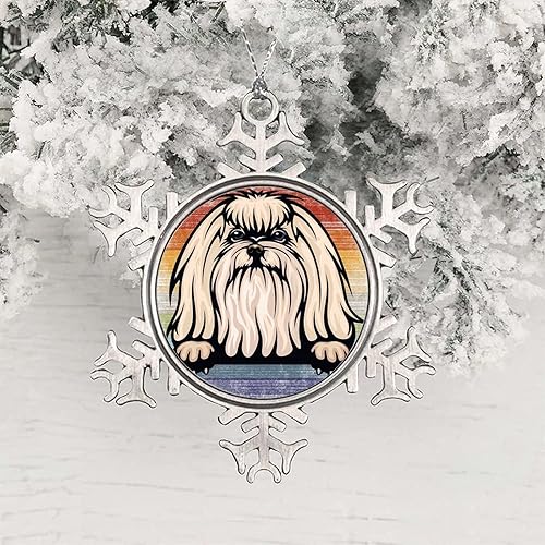 Miniatura 98 de Presa Canario Tree Decoration Ornament - Christmas Snowflake Ornament - Dog Lover Mom Gift Peeking Dog Snowflake Metal Ornaments for Xmas Tree LGBTQ