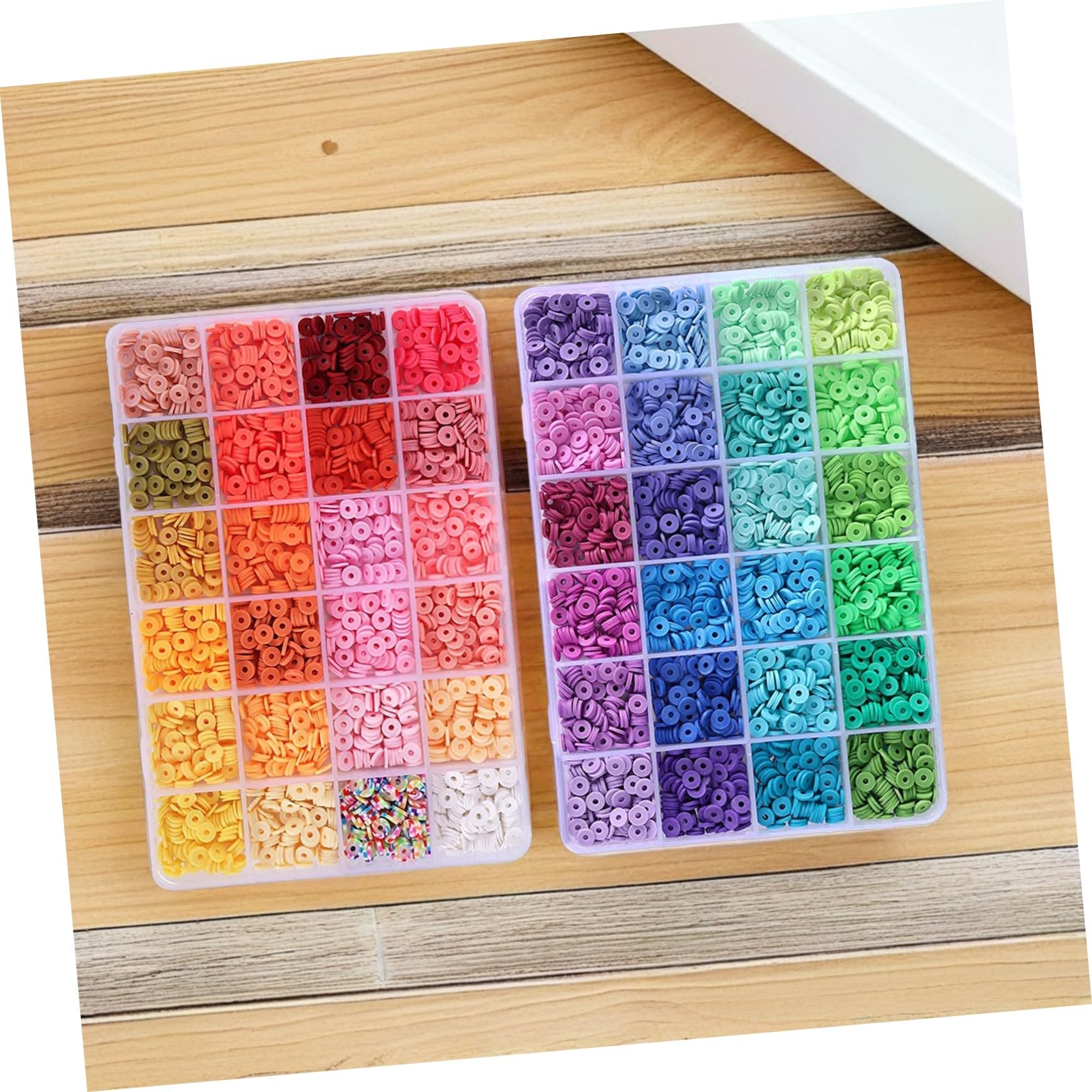VILLCASE Kit De Perles Artisanales En Argile 48 Couleurs Mélangées, 100 Pcs Par Couleur 200 Accessoires, Pour Fabrication De Bracelets Diy, Filles, Création Bijoux, Loisirs Créatifs, Présent Fête