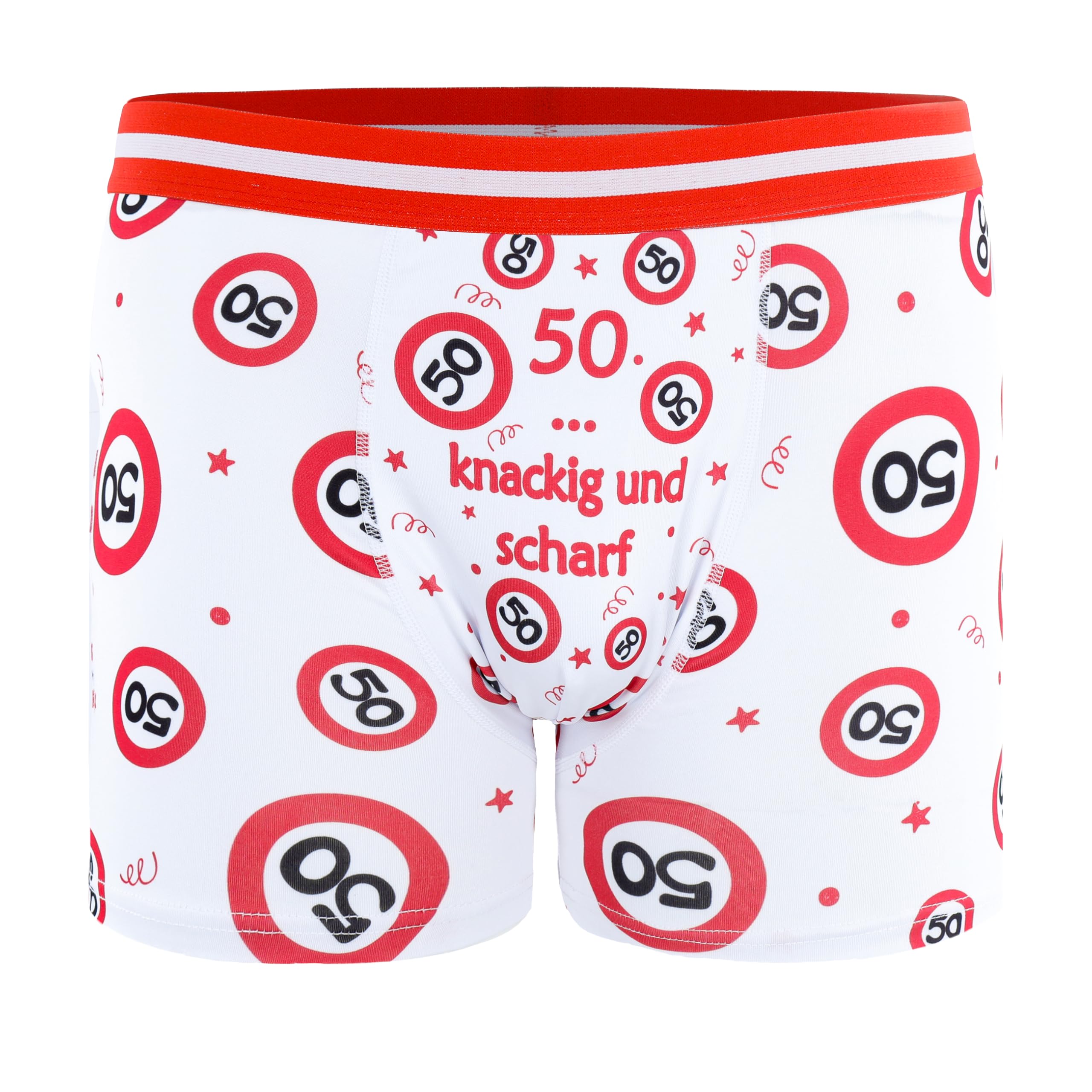 Tiwoca Boxershorts rot-weißes Design mit Verkehrsschildern und Spruch