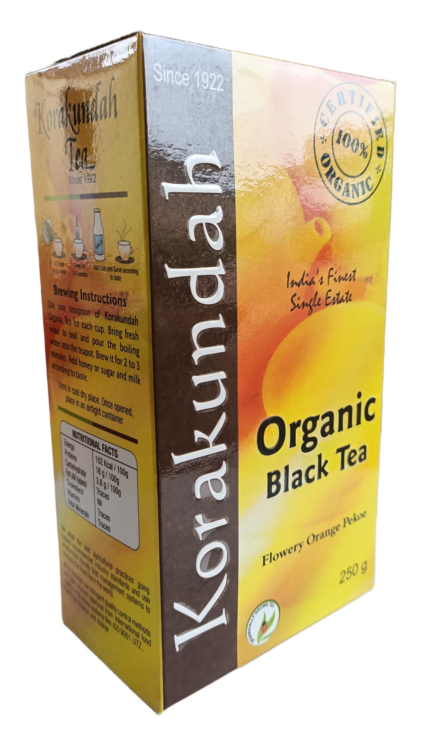 KORAKUNDAH Organic Black Tea 250 g | Pack of 1 | Total 250 g | Indias Finest Single Estate Organic Tea | Chamraj Nilgiri Tea (B0BR1HCY22) Amazon Price History, Amazon Price Tracker