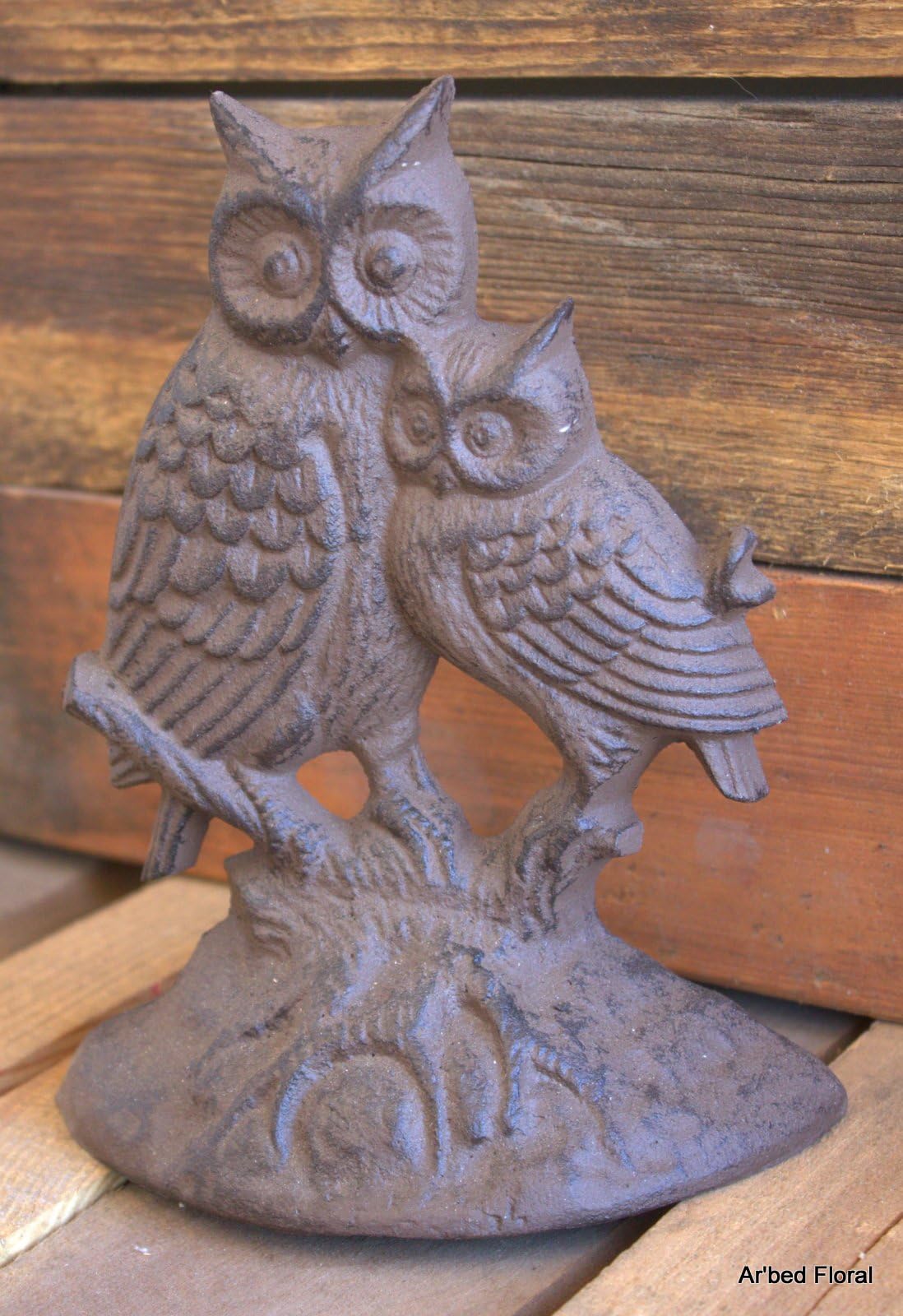 Brown Cast Iron Barn Owl Doorstop Wedge