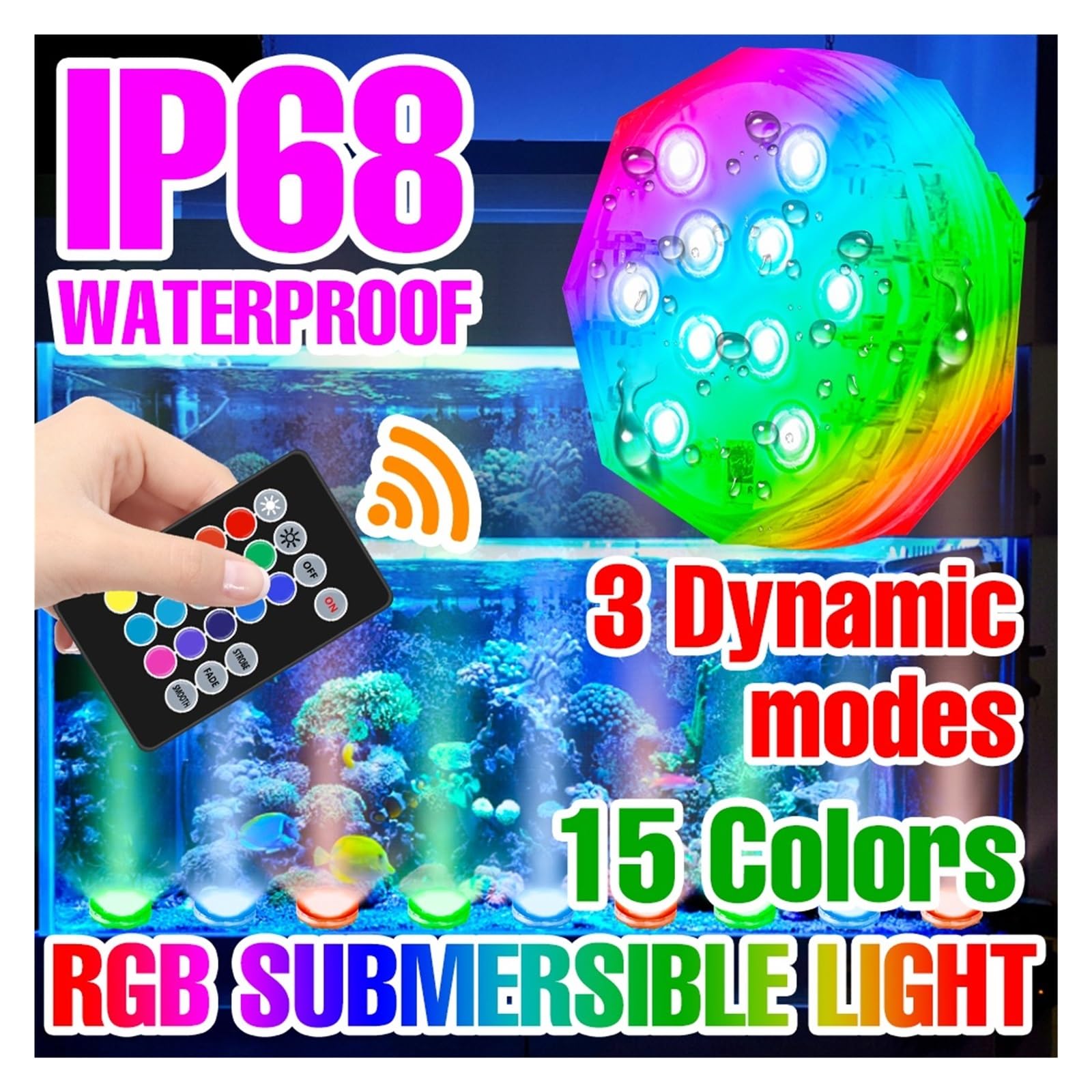 Lampa LED Do Zanurzania W Basenie Wodoodporna Podwodna Lampka Nocna RGB Światło Basenu Wielokolorowa Wazonowa Wystrój Weselny Niskie ZużYcie Energii(3 Lamp 1 controller)