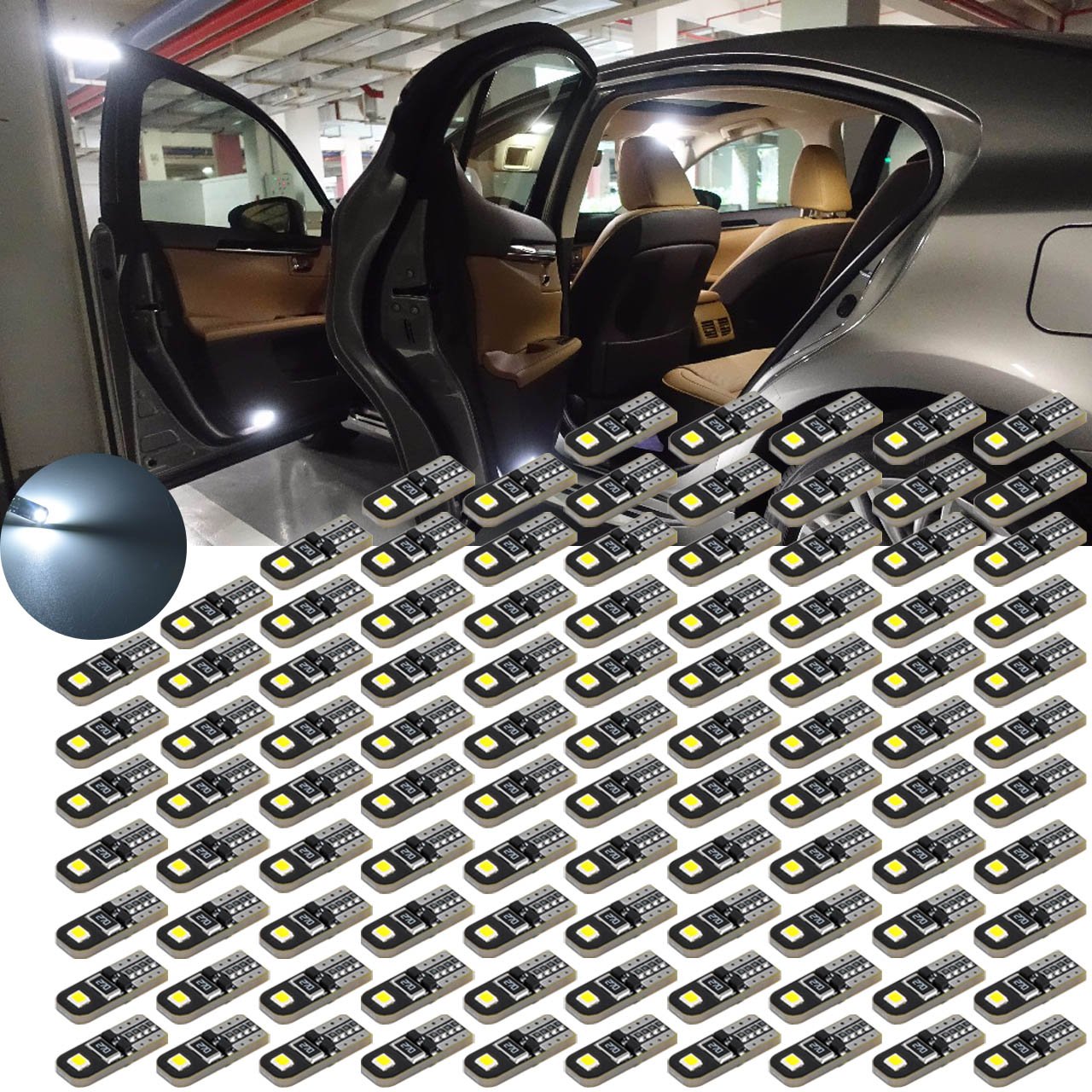 TUINCYN T10 żarówka LED biała CanBus bez błędów wewnętrzne światła T10 168 2825 W5W 3030SMD 75LM oświetlenie samochodowe kopuła bagażnik żarówka tablica rejestracyjna lampa DC 12 V (opakowanie 100)