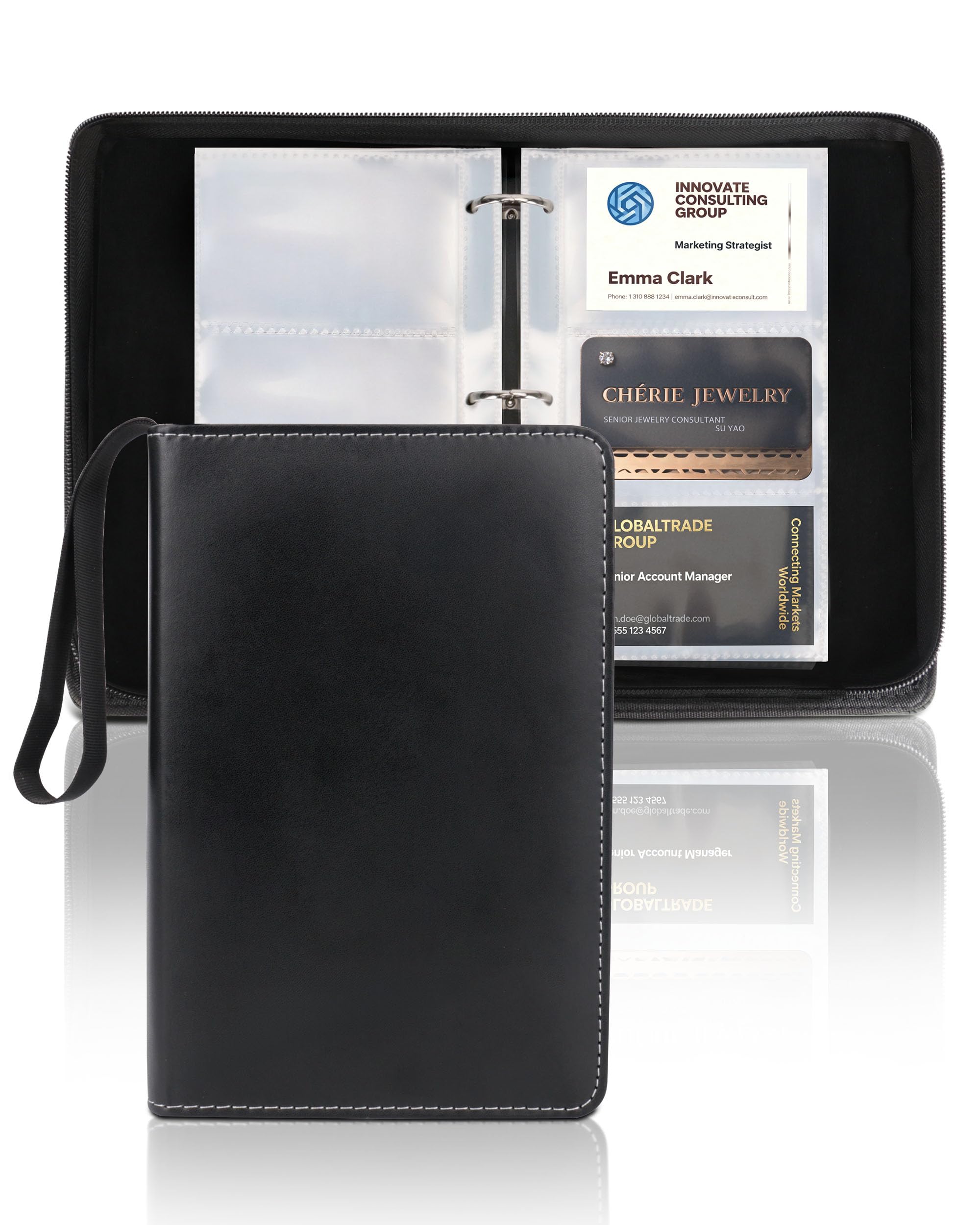 Leather Business Card Book Holder Organizer Professional Name Card Book Holder with 300 Card Capacity Portable PU Credit