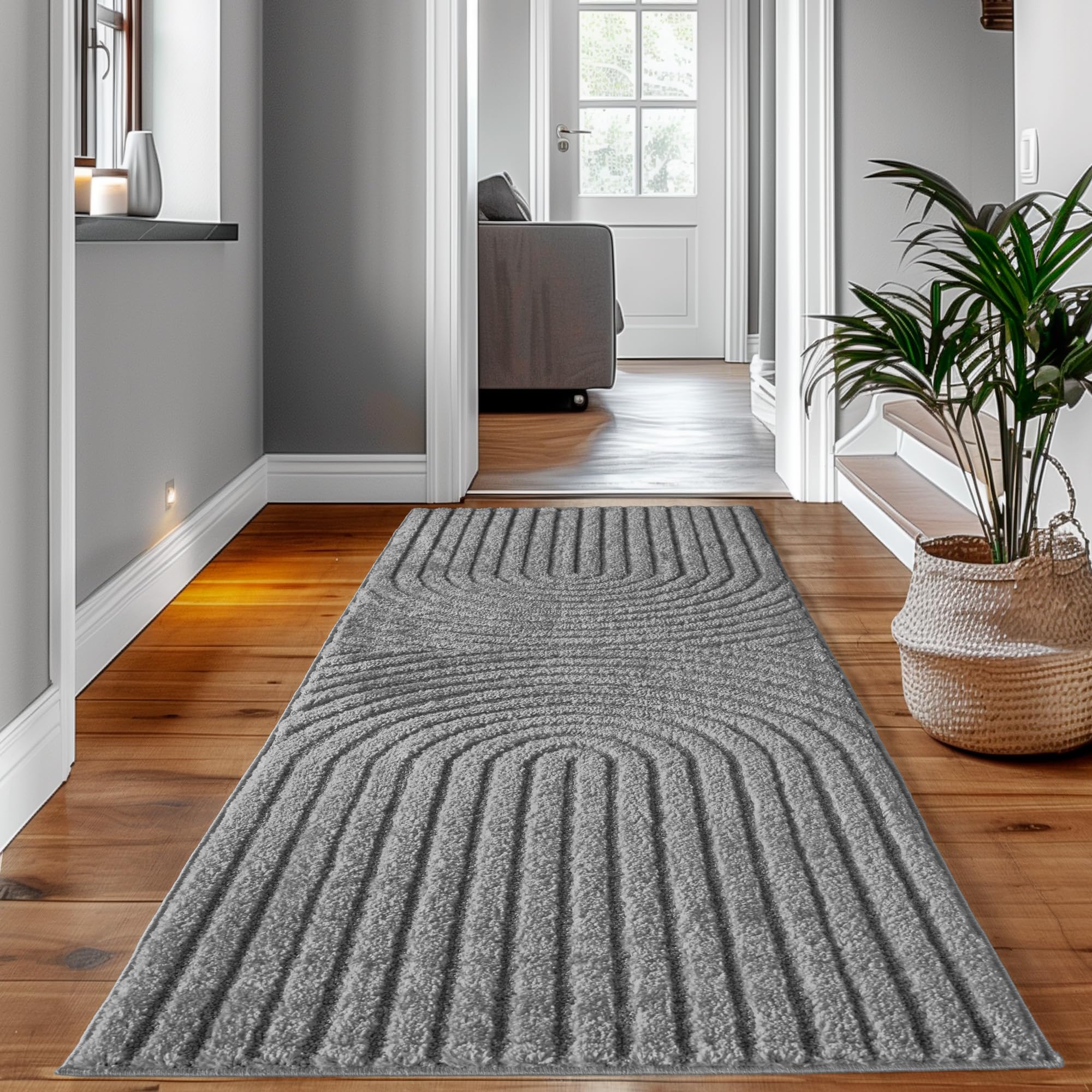 SIMPEX Teppich Hochflor Wohnzimmer Teppich, Weich & Flauschig, Skandinavisch Boho Stil, Langflor Shaggy, Pflegeleicht, Jute Rückseite
