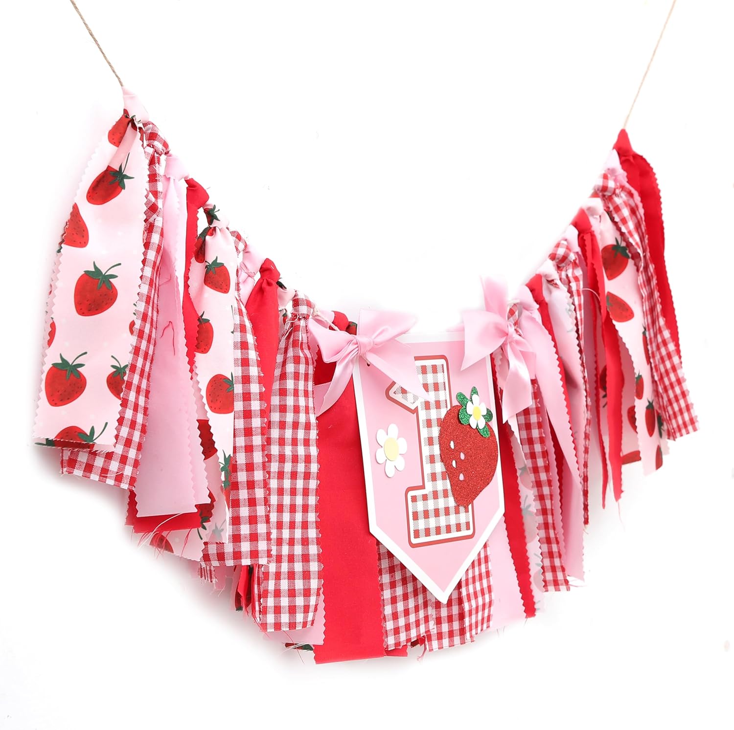 Strawberry 1st Birthday High Chair Banner - Strawberry 1st Party Decoration,Sweet First Birthday Banner,Cake Crush Photo Prop - Image 7