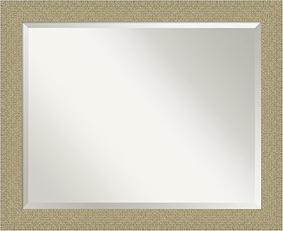 Amanti Art Beveled Bathroom Mirror (26.25 x 32.25 in.), Mosaic Gold Frame - Wall Mirror Gold, Large