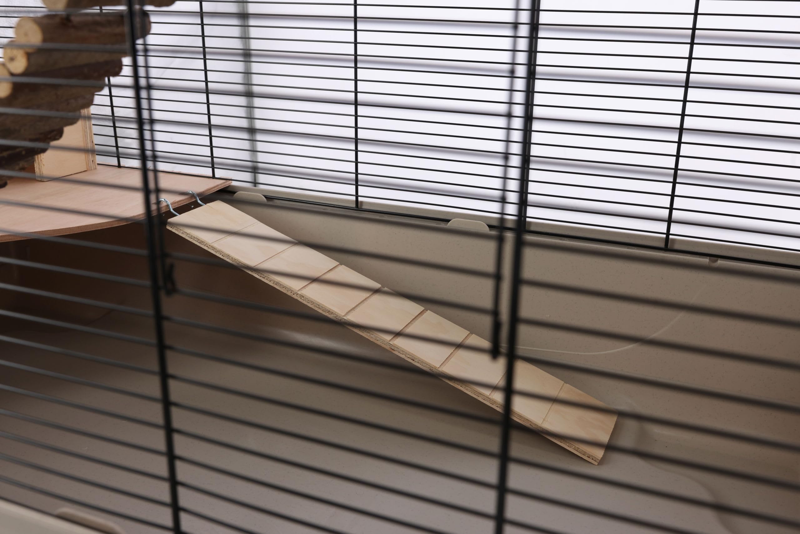 Kerbl Pet Jaula para roedores Gabbia Hamster 102, beige, 100x53x55cm, de plástico y malla metálica, para hámsteres, cobayas y ratones, con caseta de madera y comederos