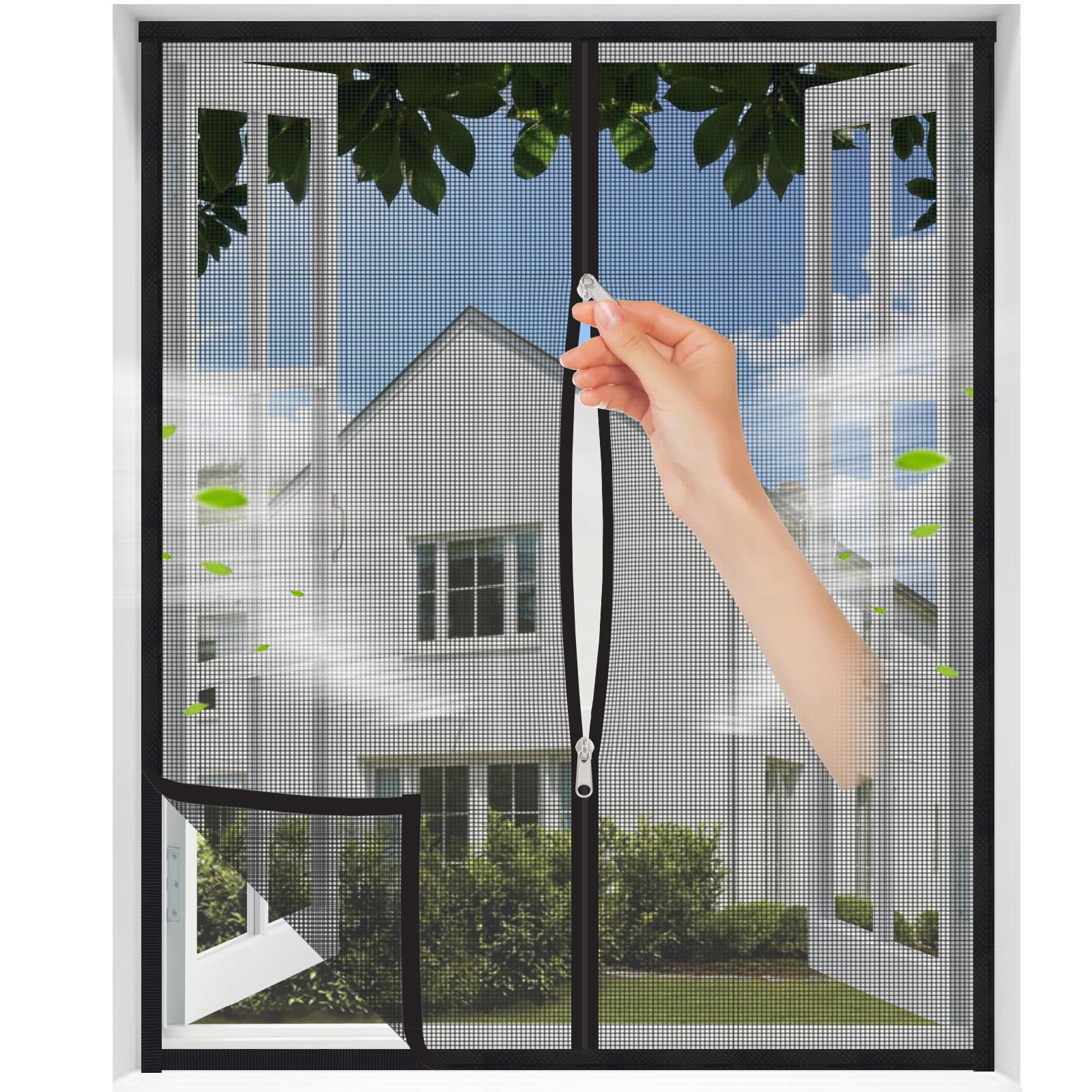 MAGICDOOR Moustiquaire Fenêtre Renforcée pour Chat 180x165cm, Noir