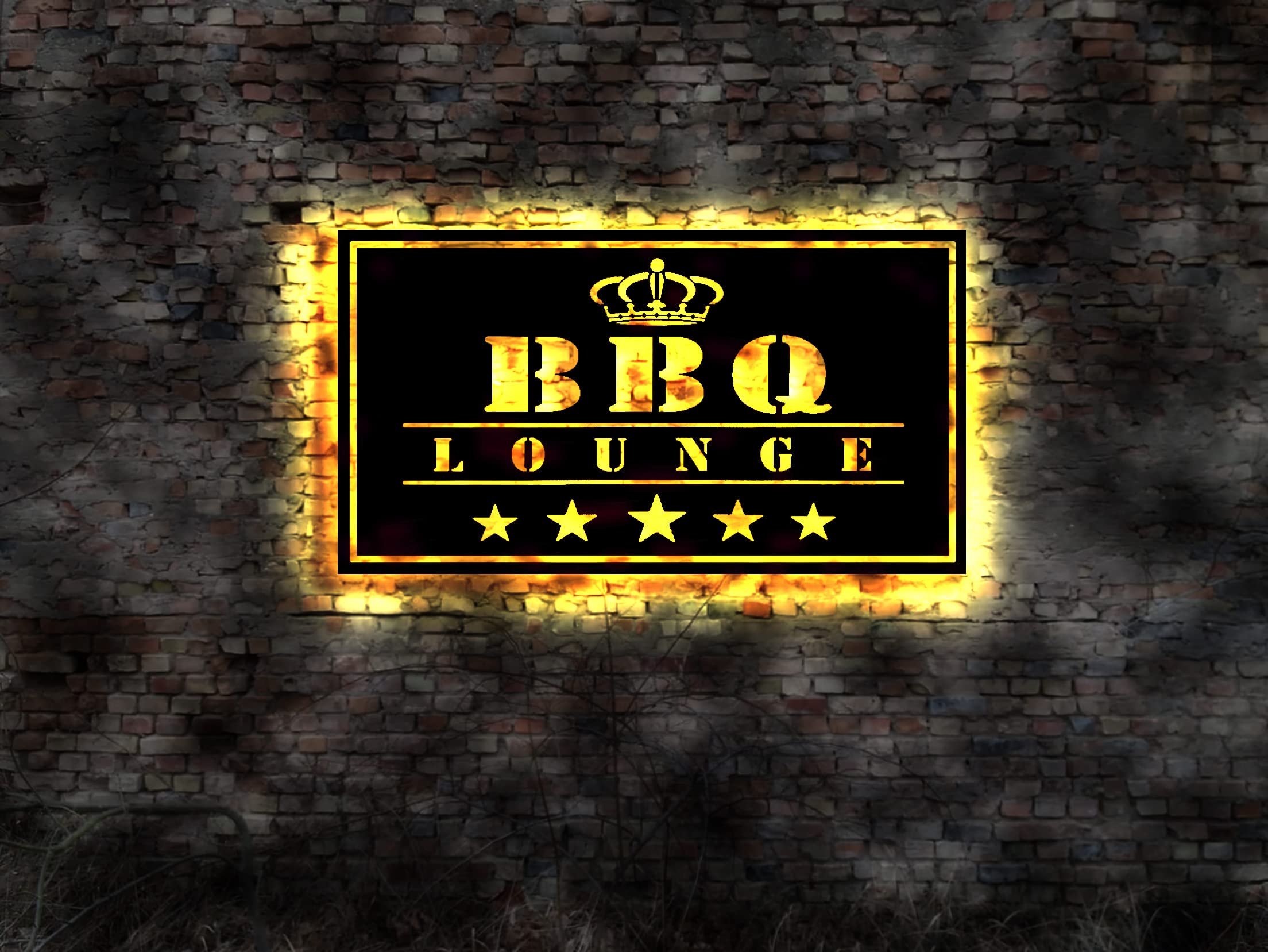 Manufaktur MV 3D LED Wandbild Leuchtreklame Steak House Gaststätte BBQ Neon sign Schild Bild Gastro Grill Blechschild Wandtattoo Bild Imbiss Grillwagen