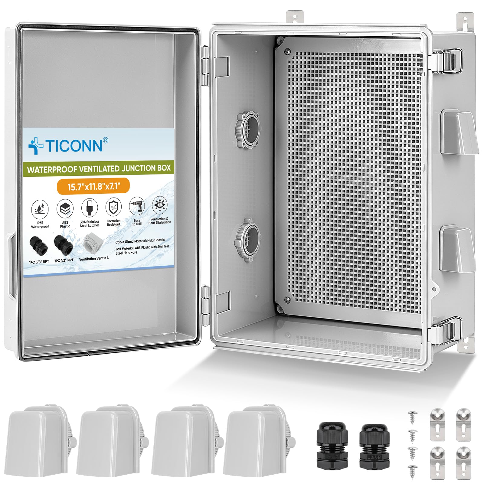 TICONN Outdoor Electrical Box with Ventilation Holes, IP65 Junction Box — Amazon image 15