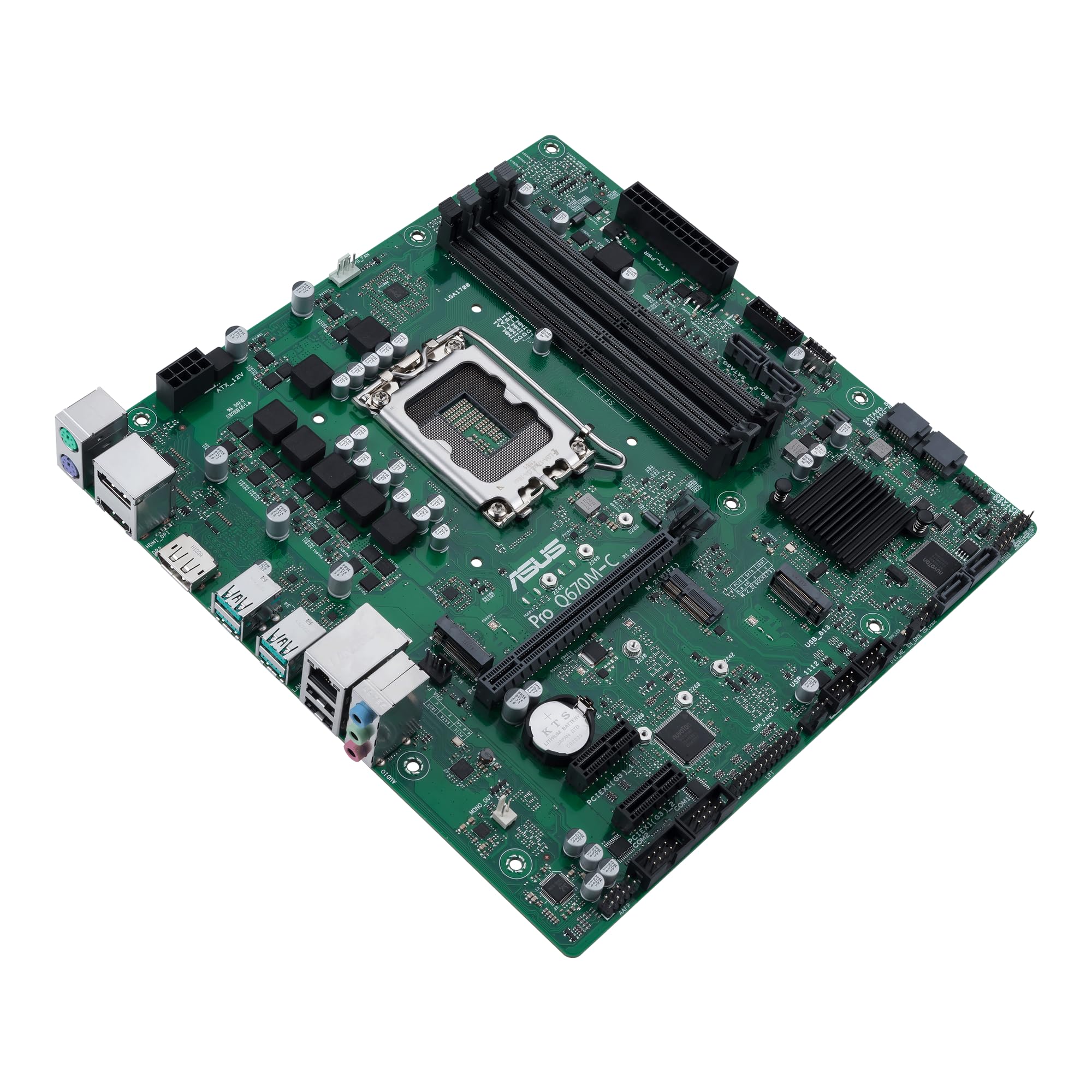 ASUS PRO Q670M-C-CSM, Scheda Madre Intel Micro-ATX, Slot DDR5, PCIe 4.0, Due Slot M.2, Doppia DisplayPort, HDMI, USB-A Anteriori e Posteriori, USB-C 3.2 Gen 1 Anteriore, ASUS Control Center Express