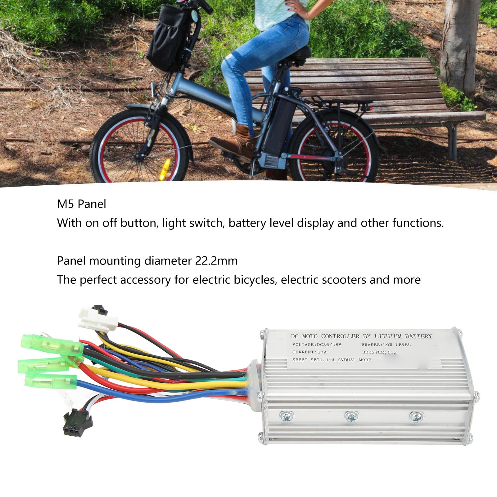do kontrolera 17A 36V 48V, do złącza SM, podwójny kabel świetlny, wodoodporny panel M5, przepustnica kciukowa, czujnik wspomagania mocy, do silnika 250W-350W