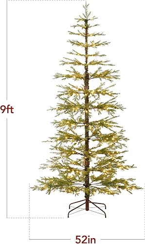 Miniatura 2 de Best Choice Products - Árbol de Navidad con pocas ramas iluminado 9 pies, pino artificial, decoración navideña de abeto noble con luces LED blancas