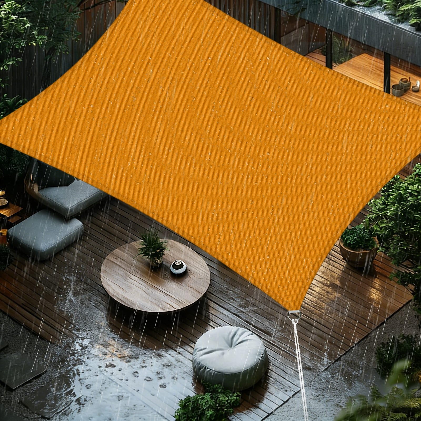 Sun Shade Sail 2x5m Rectangle Waterproof PES Polyester 98% UV Block Sunscreen Awning Canopy for Outdoor Garden Patio Yard Lawn Party, Mango Yellow