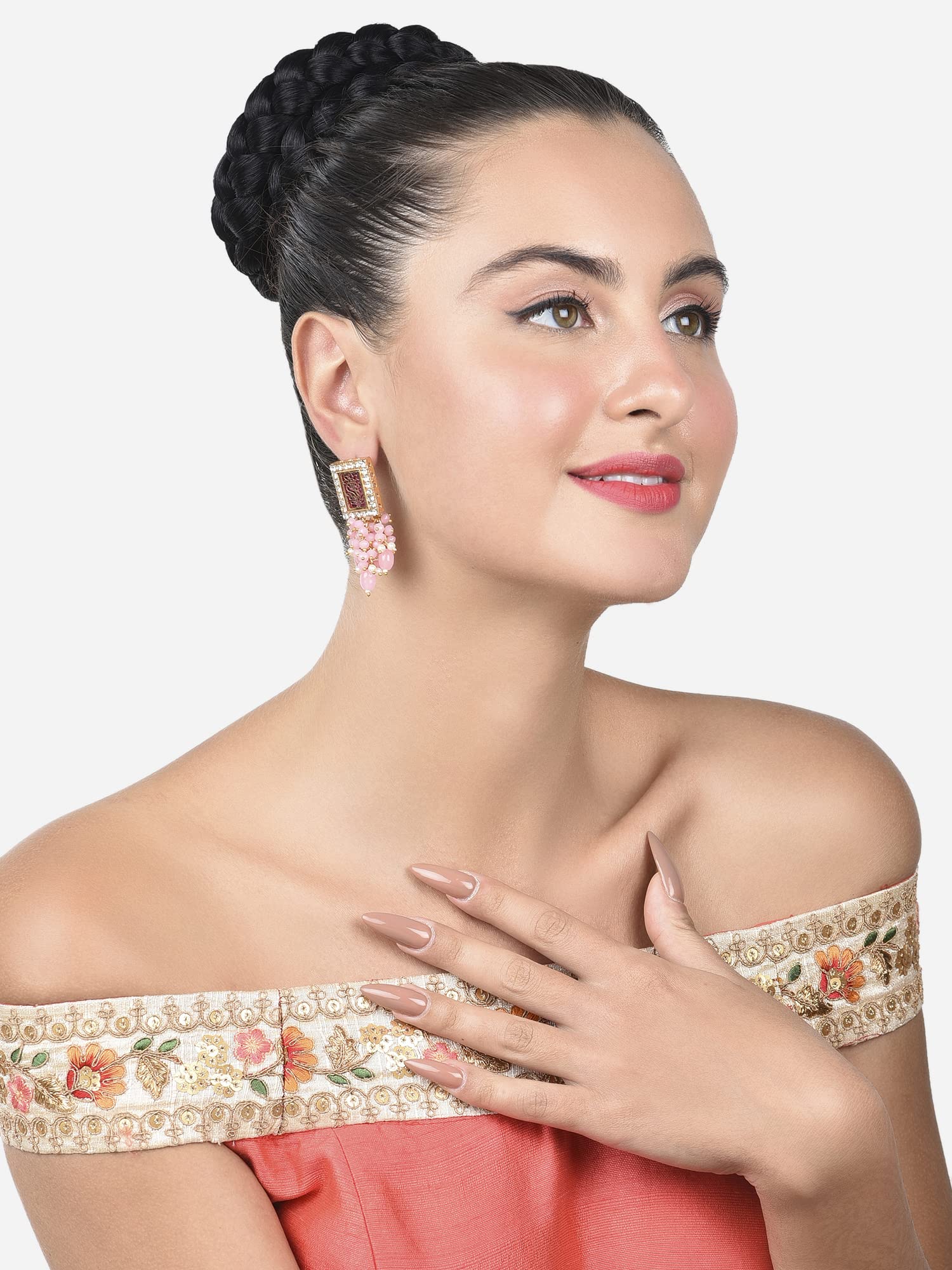 Traditional Drop Earrings with Clustered Beads