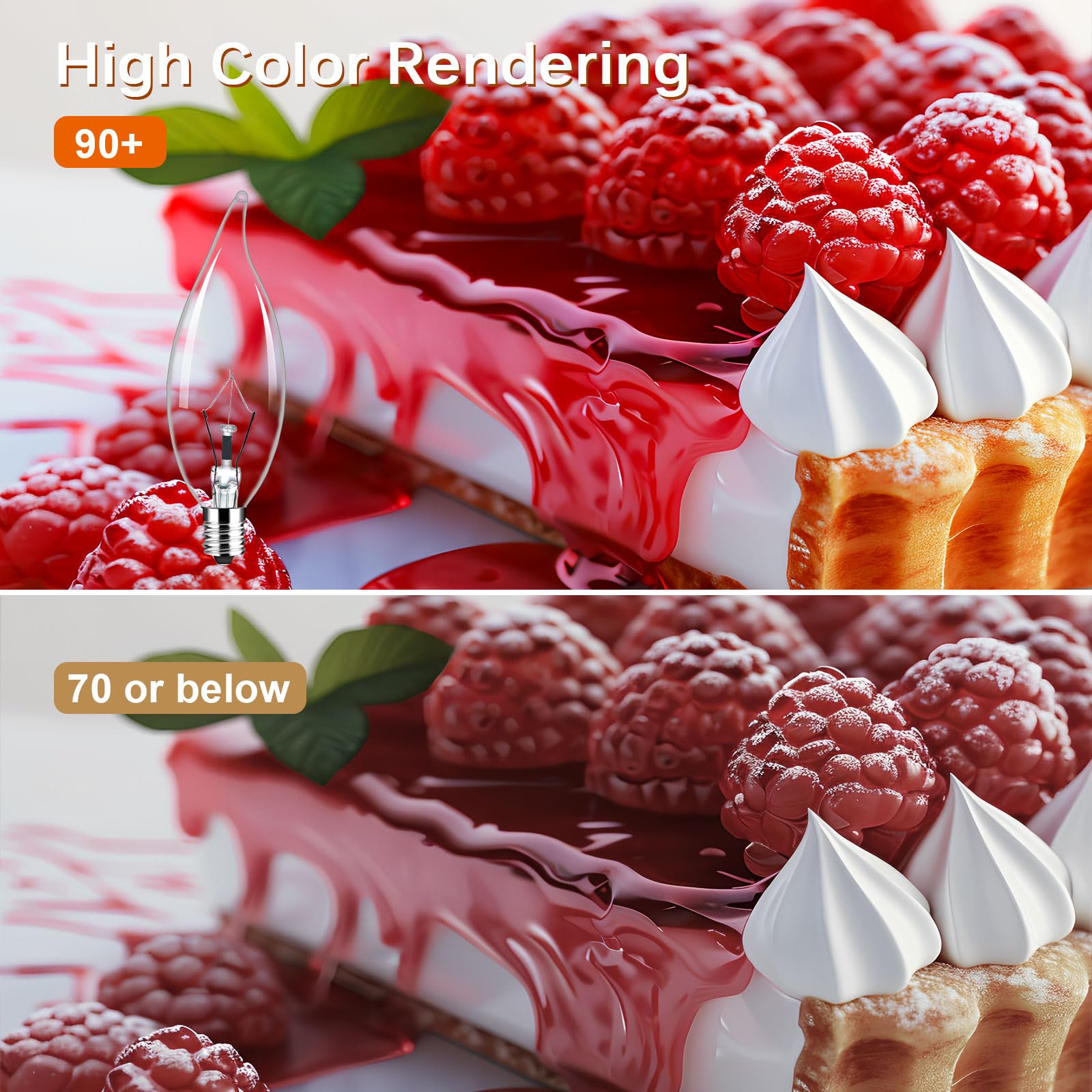 12-Pack E12 Candle Light Bulbs 40W Warm White CA10 Dimmable Chandelier Light Bulbs for Ceiling Fan Pendants or — view 5