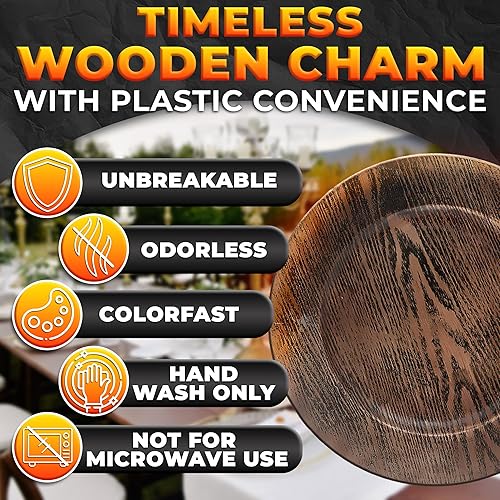 Miniatura 3 de Juego de 4 cargadores de plástico de Acción de Gracias para platos llanos, diseño redondo grande de 13 pulgadas, no destiñe y elegante, adecuado