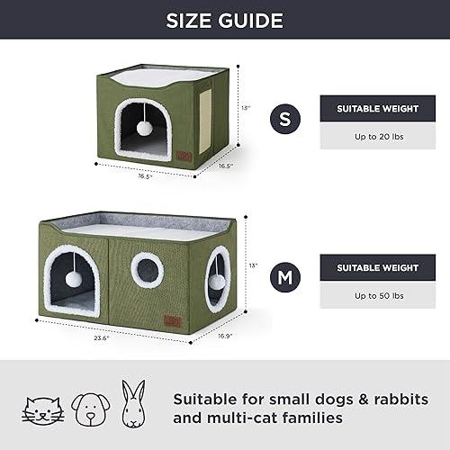 Miniatura 79 de Bedsure Casa para gatos de 2 pisos, condominios para gatos de interior con almohadilla para rascar y colgar bolas esponjosas, muebles pequeños