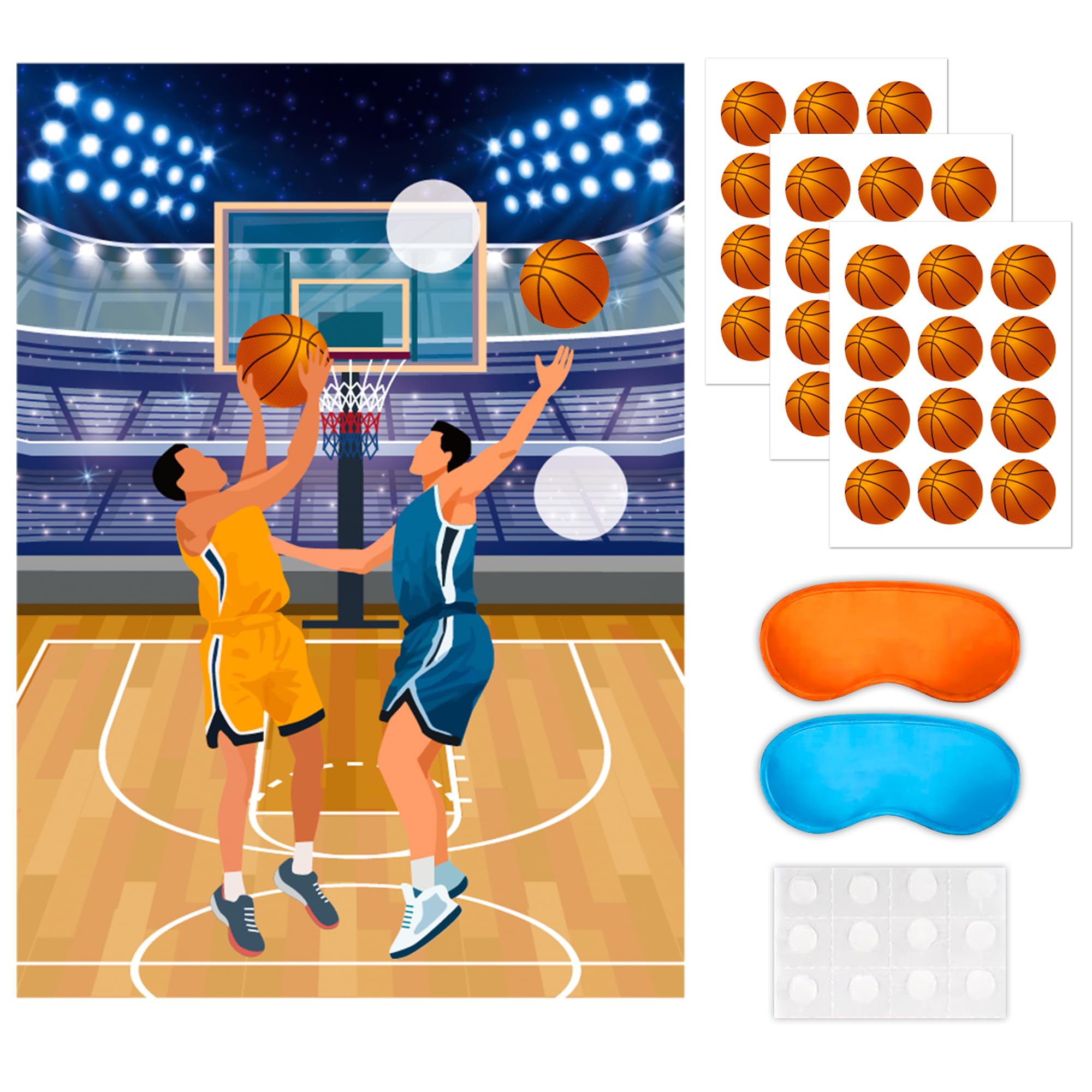 Fruitful Jewelry Pin The Basketball on The Hoop Game, 7 Pcs Sport Party Poster Ball Stickers Blindfold etc Sport Basketball Birthday Party Decorations