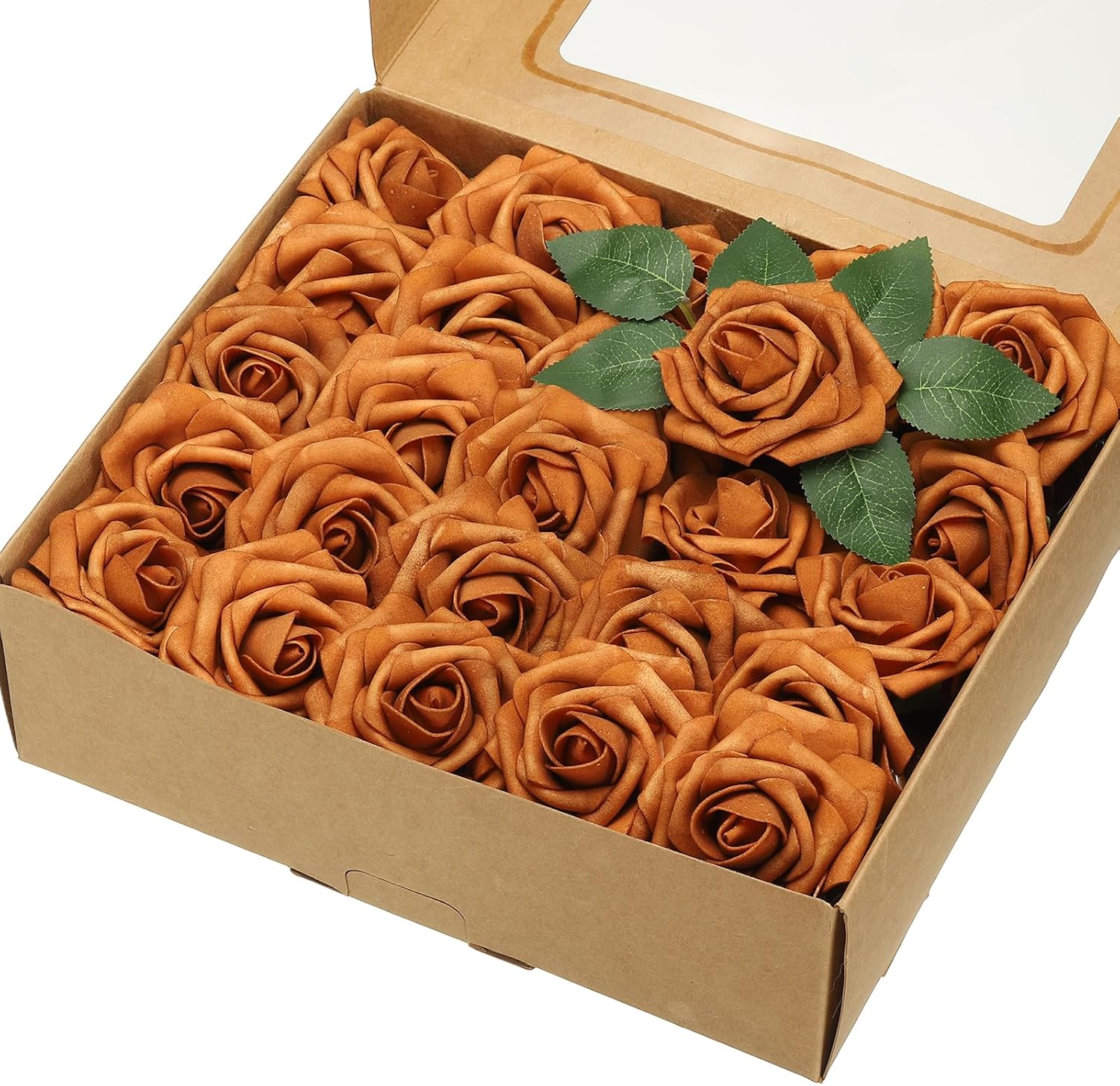 uxcell 50Pcs Fake Roses with Stems, 3.15 Inch Foam Roses Artificial Flowers for DIY Craft Wedding Bouquets and Party Decoration(Dark Purple)