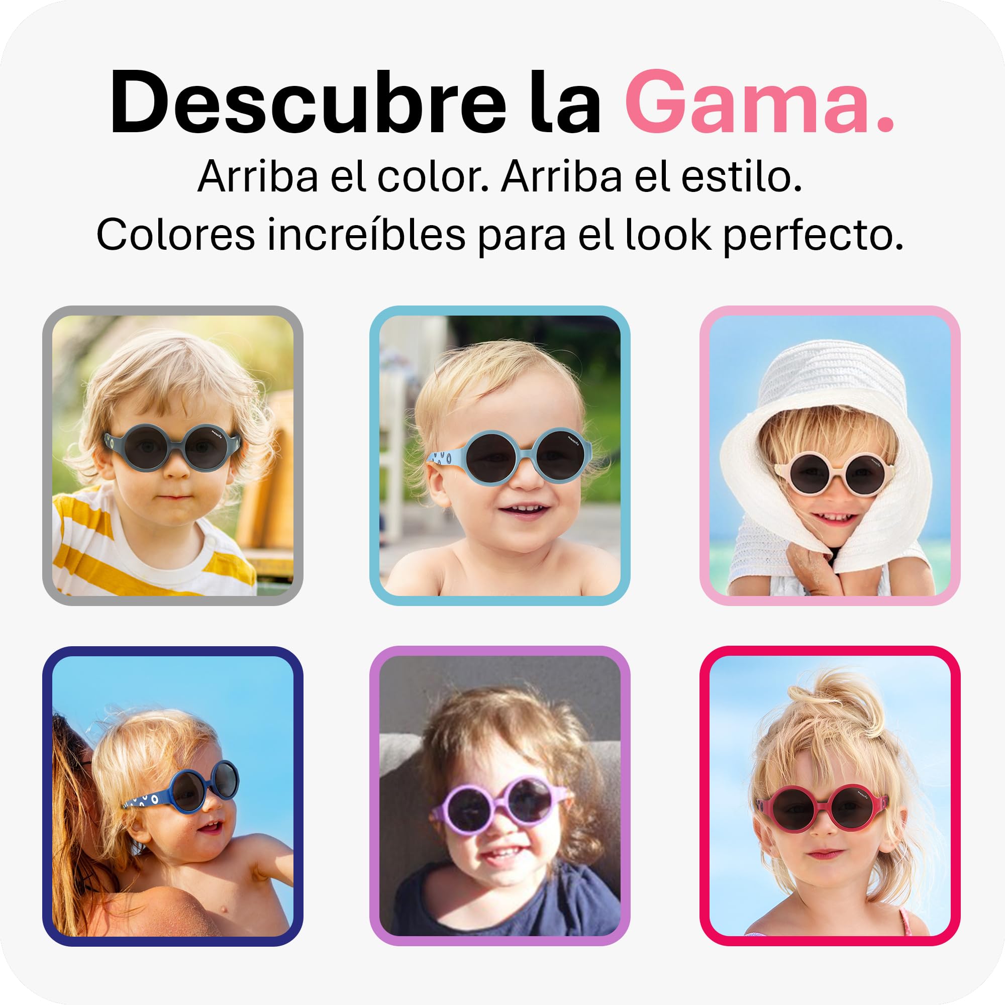 Mausito gafas de sol infantiles 6-24 meses y 2-5 años | FLEXIBLES gafas de sol para niños con banda ajustable y removible | 100 % PROTECCIÓN UV | sin BPA | Diseño europeo creado para niños