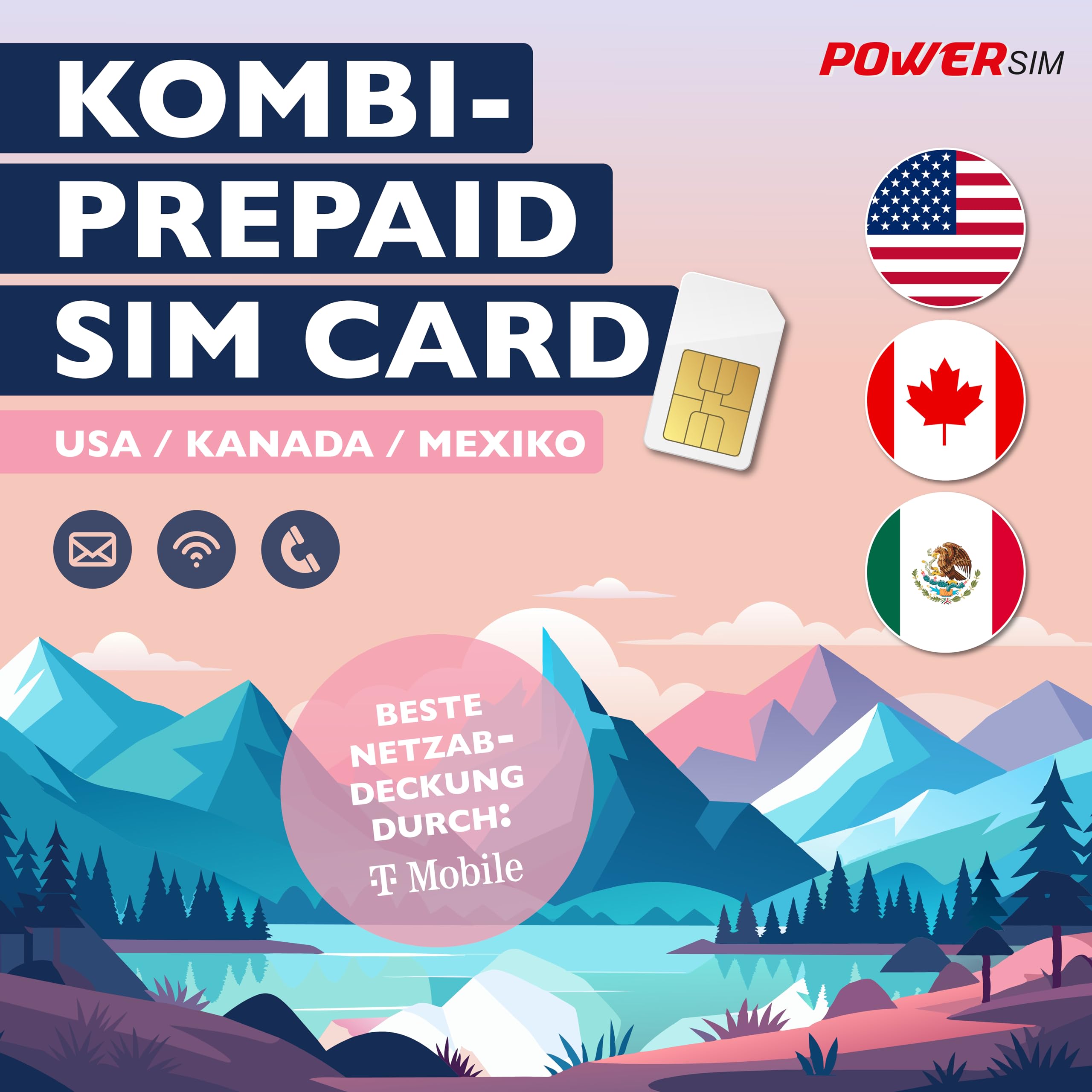 T-Mobile USA Kanada Mexico Reise SIM vom Power Sim Shop (30 Tage)
