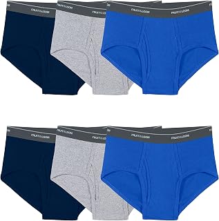 Fruit of the Loom Men's Tag-Free Moisture Wicking Briefs Underwear, 6-Pack Assorted Colors, Plush Comfort Fit