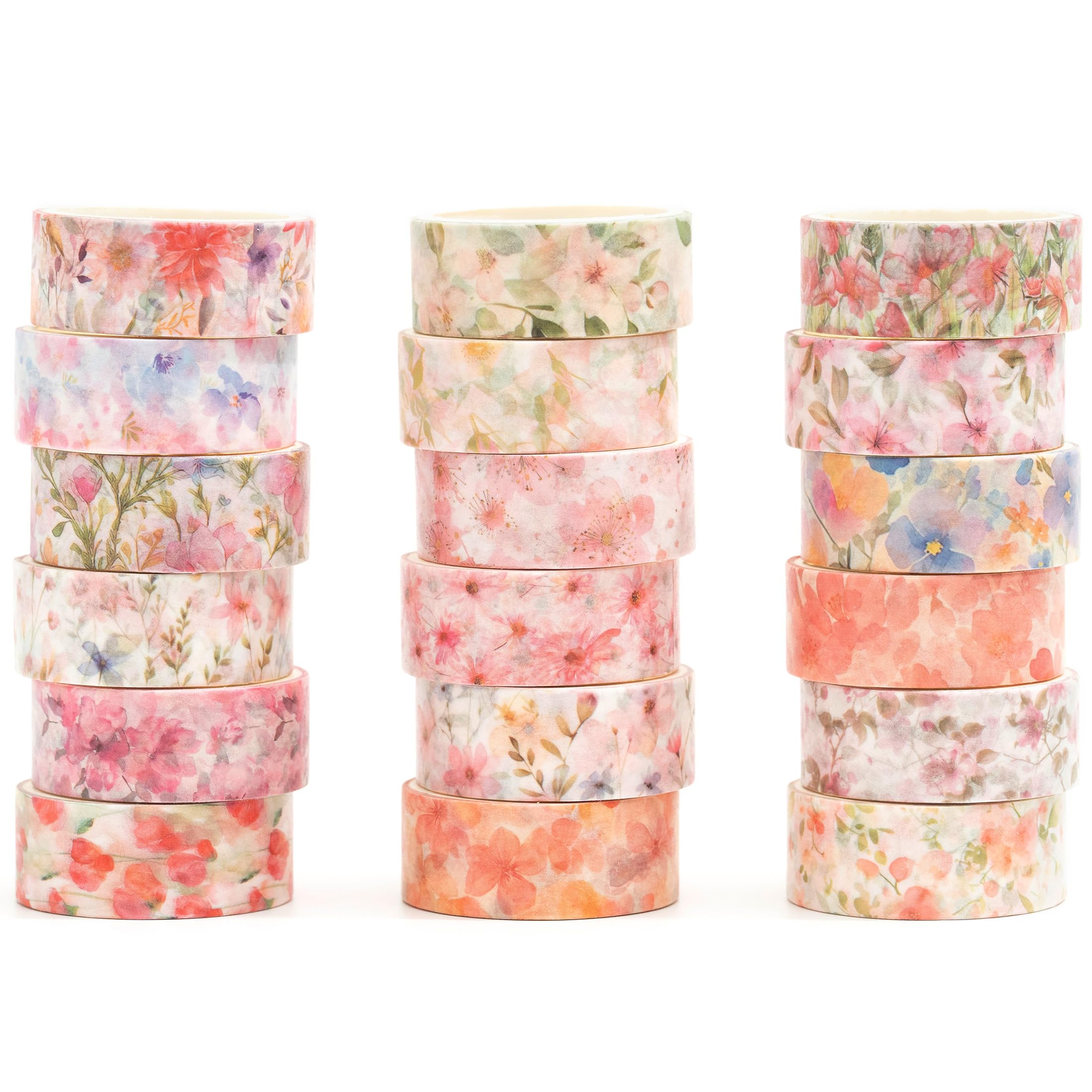 ROLLO DE CINTA WASHI Floral 10 M X 2,5 Cm / Planner Girl / Cinta Decorativa Para Planners, Bujo, Diarios Y Cuadernos / Rosa Y Dorado / - España