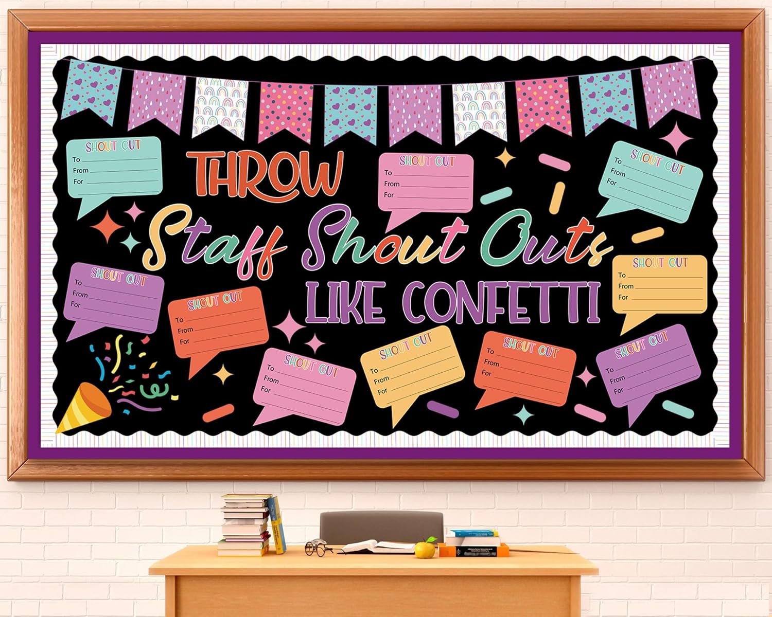 Amazon.com: Staff Shout Out Bulletin Board Decorations Throw Staff ...