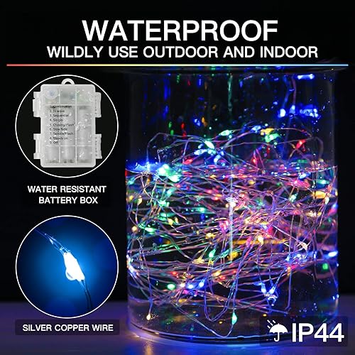 Miniatura 10 de suddus Guirnalda de 200 luces LED para exteriores de 66 pies, funciona con pilas, con control remoto, luces LED parpadeantes para dormitorio,