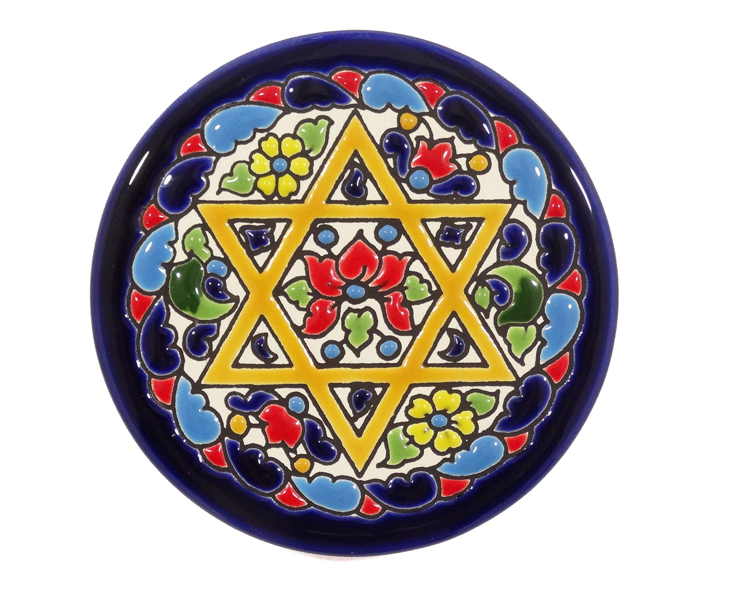 Platos Decorativos para Pared, Cerámica Andaluza, Pintados a Mano, Cuerda Seca 9 CM