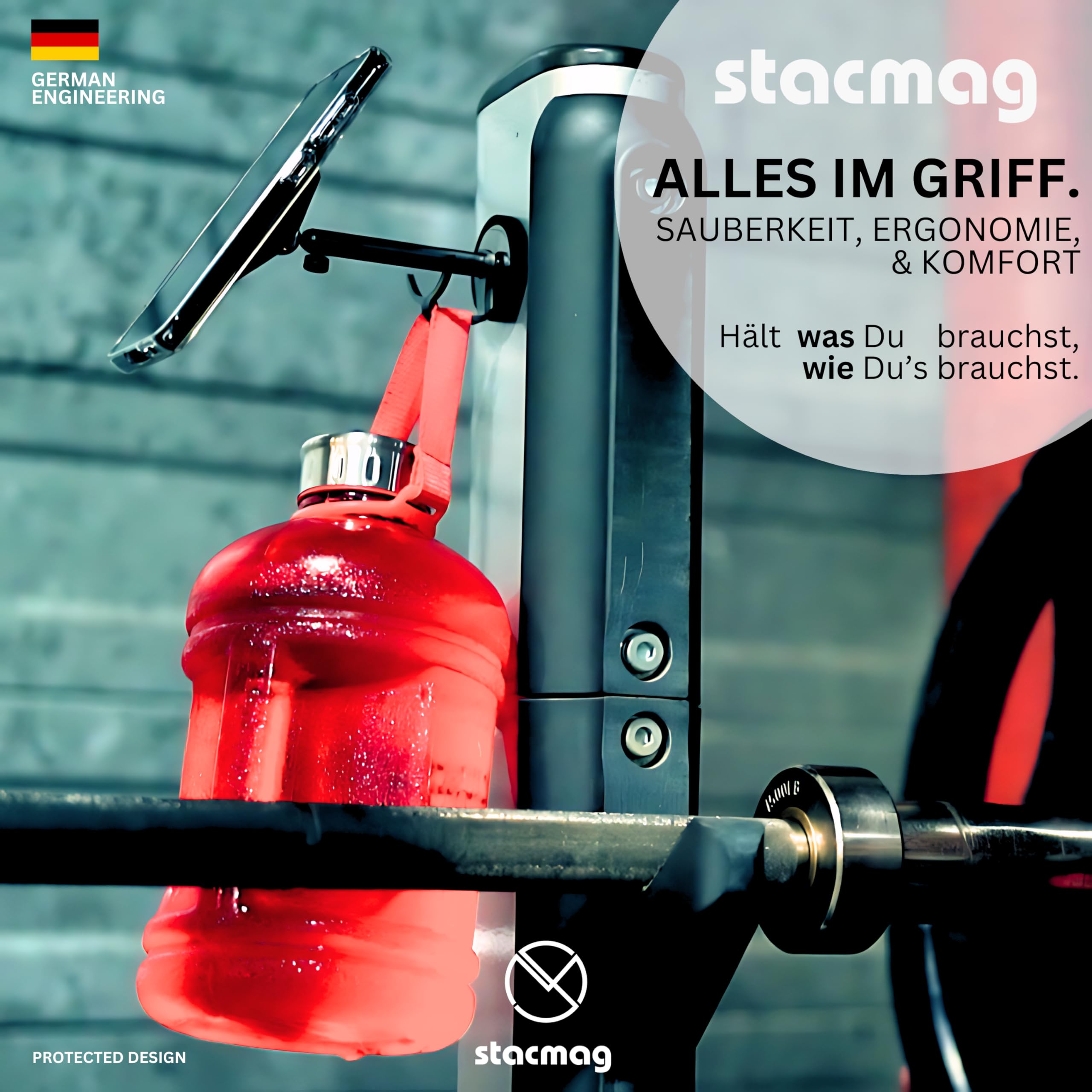 Stacsafe Bundle – Innovazione – Supporto magnetico modulare per cellulare/smartphone, fitness, auto, bicicletta, moto, ufficio, cucina – MagSafe – Metallo