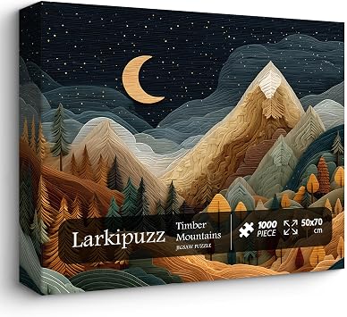 Mountains Puzzles for Adults 1000 Pieces, Colorful Forest Mountain Landscape with Moon, Challenging Puzzle for Nature Lovers