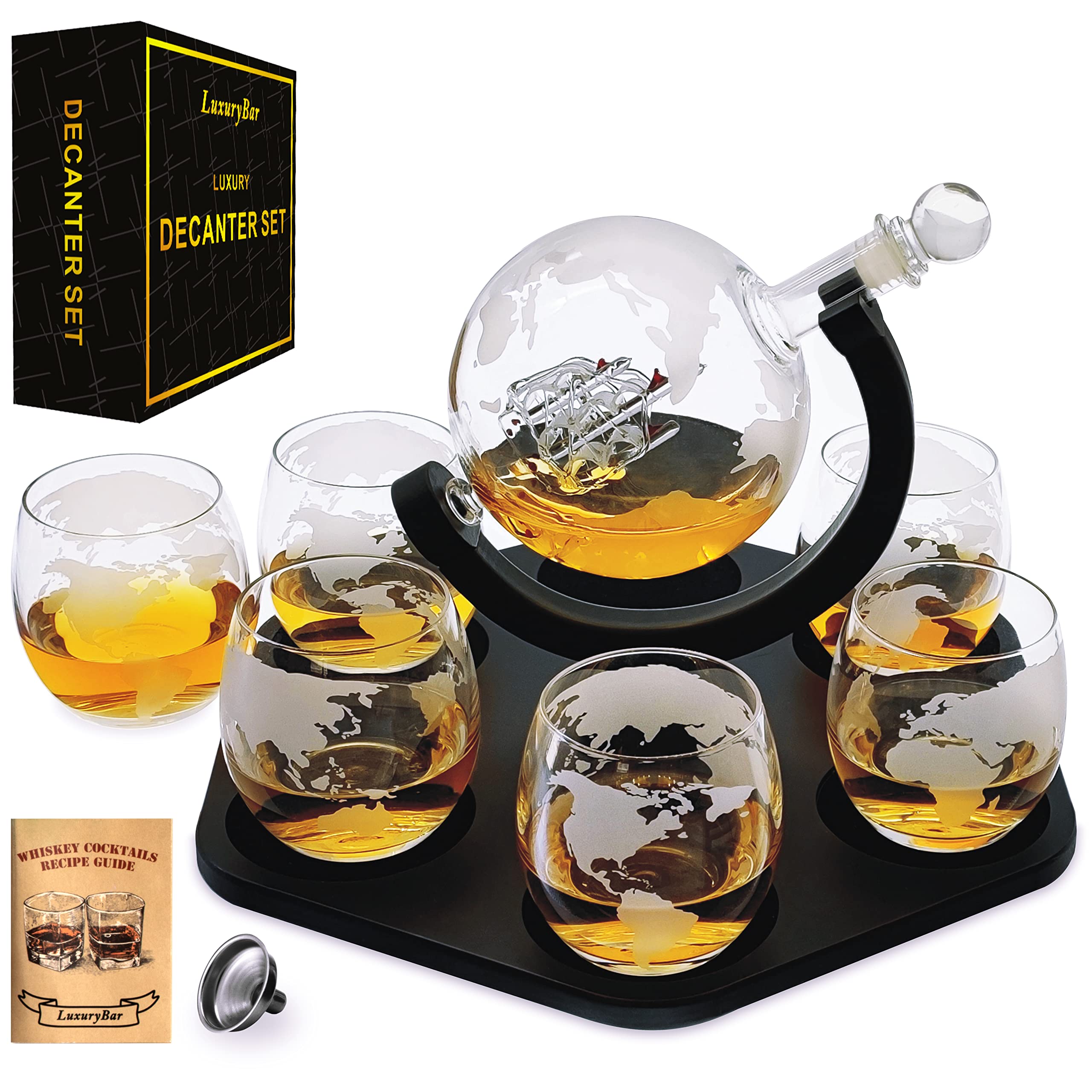 Buy 6Glass Globe Whiskey Decanter Set with Glasses,LuxuryBar Liquor