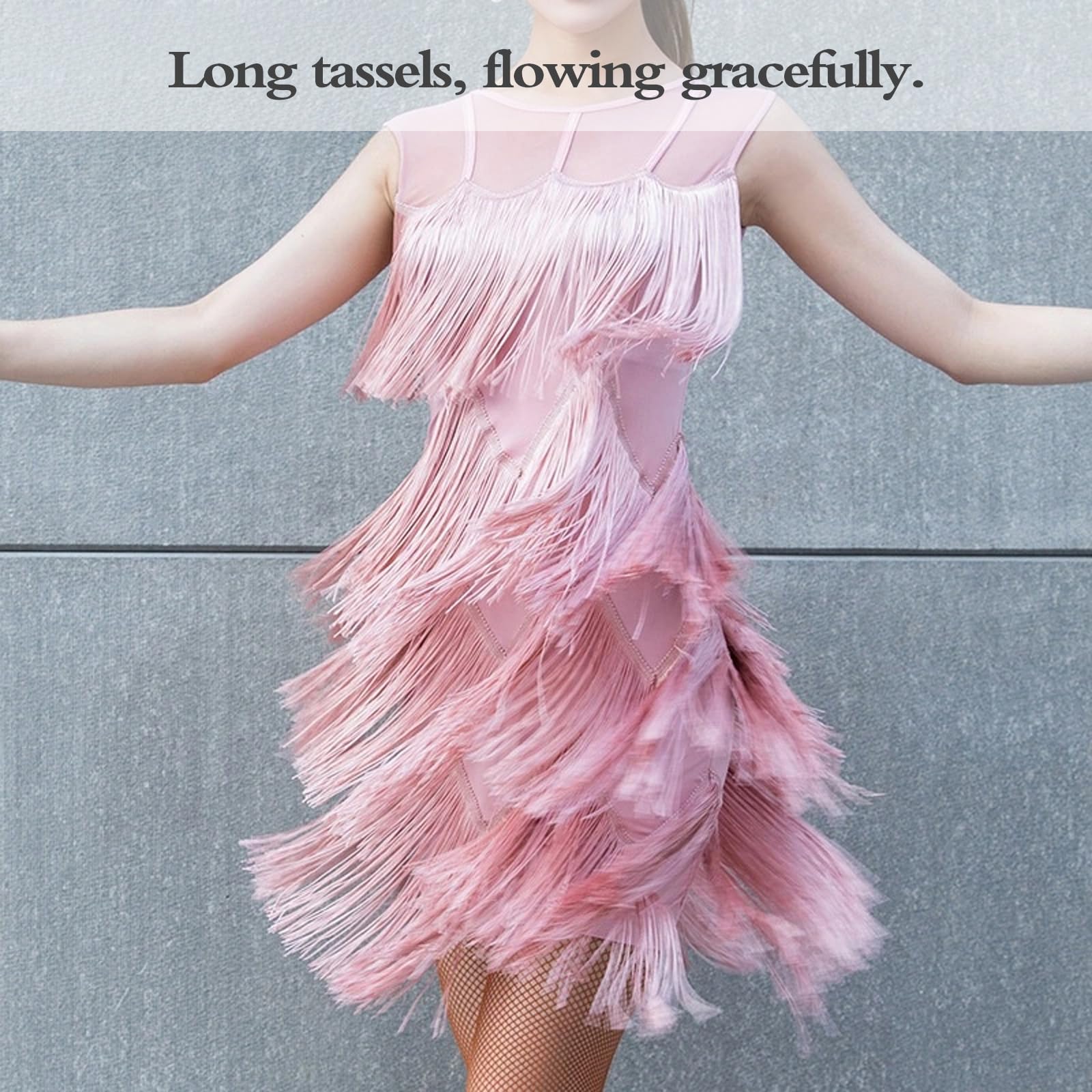 Latein mit fransen tanzen Kleid für Frauen,Ärmelloses Tango Modern Turnierkleid,Klassische Tanzkleid Für Damen,Ärmellos,Für Musikfestival,Lateinamerikanischer Jazz,Tango,Ballsaal