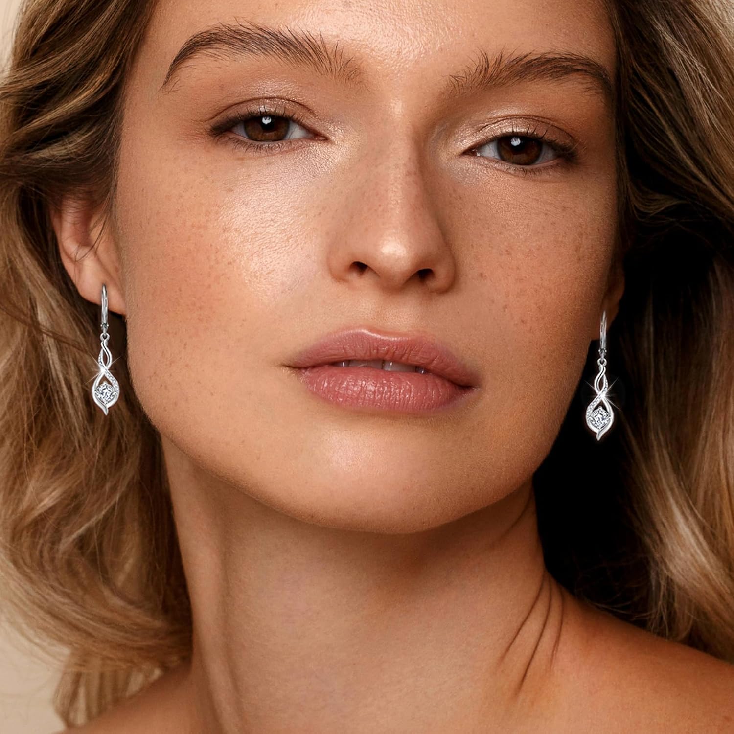 Infinity Dangle Drop Earrings for Women 925 Sterling Silver Leverback Earrings with Birthstone Jewelry Gifts for Women - Image 2