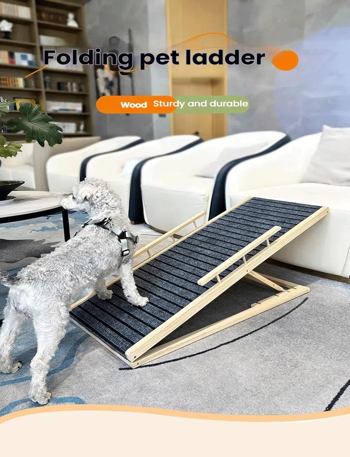 Wooden Pet Ramp Car Dog Ladder Height Adjustable Multipurpose for Cars High Bed(Style 1)
