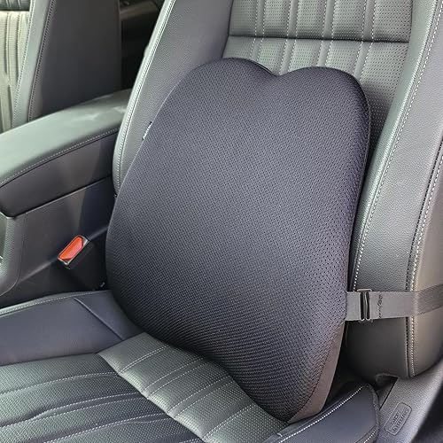 ANSDMO Memory Foam car Lumbar Support Pillow-Used for car Seats-Memory Foam Back CushionOffice Chairs,Sofas, recliners, etc (Black)