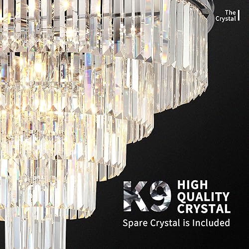 Miniatura 10 de MarkDee Modernos candelabros de cristal, redondos cromados modernos para comedor, 8 luces colgantes con altura ajustable (23.6 pulgadas)