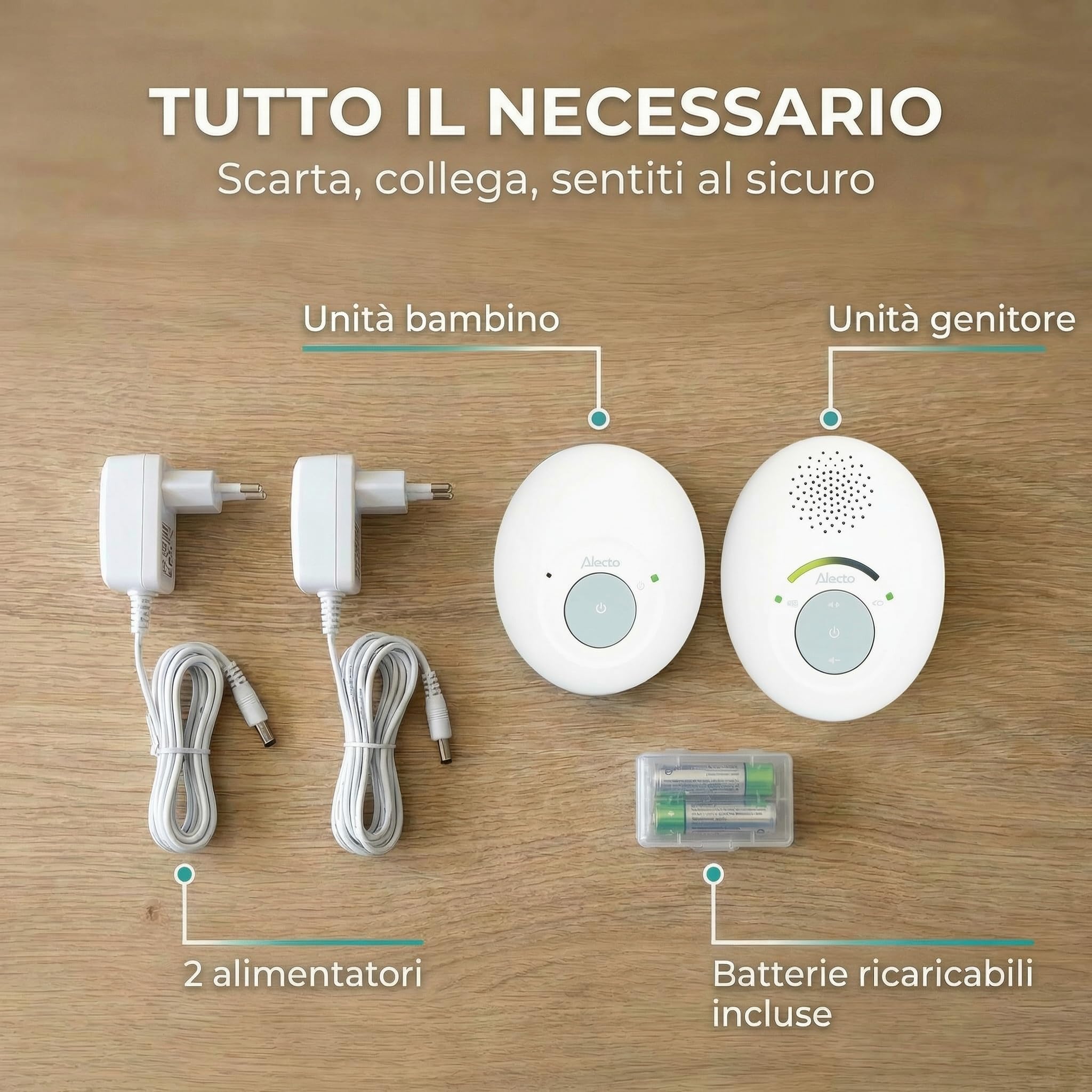 Alecto DBX110 Babyphone Audio Babymonitor digitale DECT 300 m LED VOX bianco