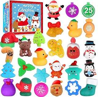 LIAM&AVA Christmas Squishy Toys, 25 PCS Mochi Squishies Bulk Toy for Girls Boys Kids, Christmas Party Favors, Christmas Fidget Sensory Goodie Bags Filler Gifts Decorations
