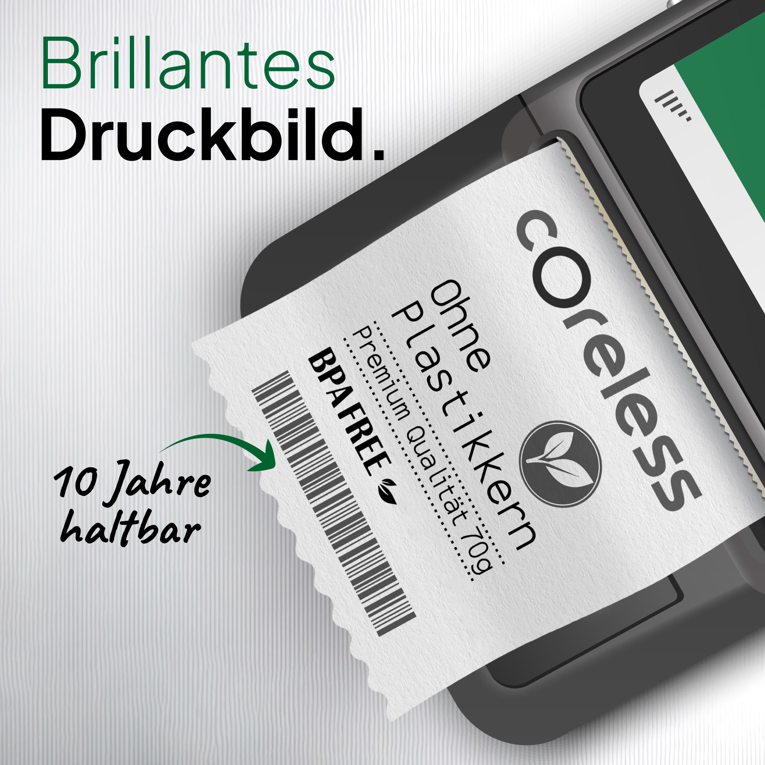 Coreless 50× EC-Thermorollen 57 mm × 40 m – SEPA-Aufdruck, kernlose Kassenrollen ohne Plastik – passend für gängige EC-Kartenterminals (z. B. Ingenico, Verifone, CCV, SumUp)