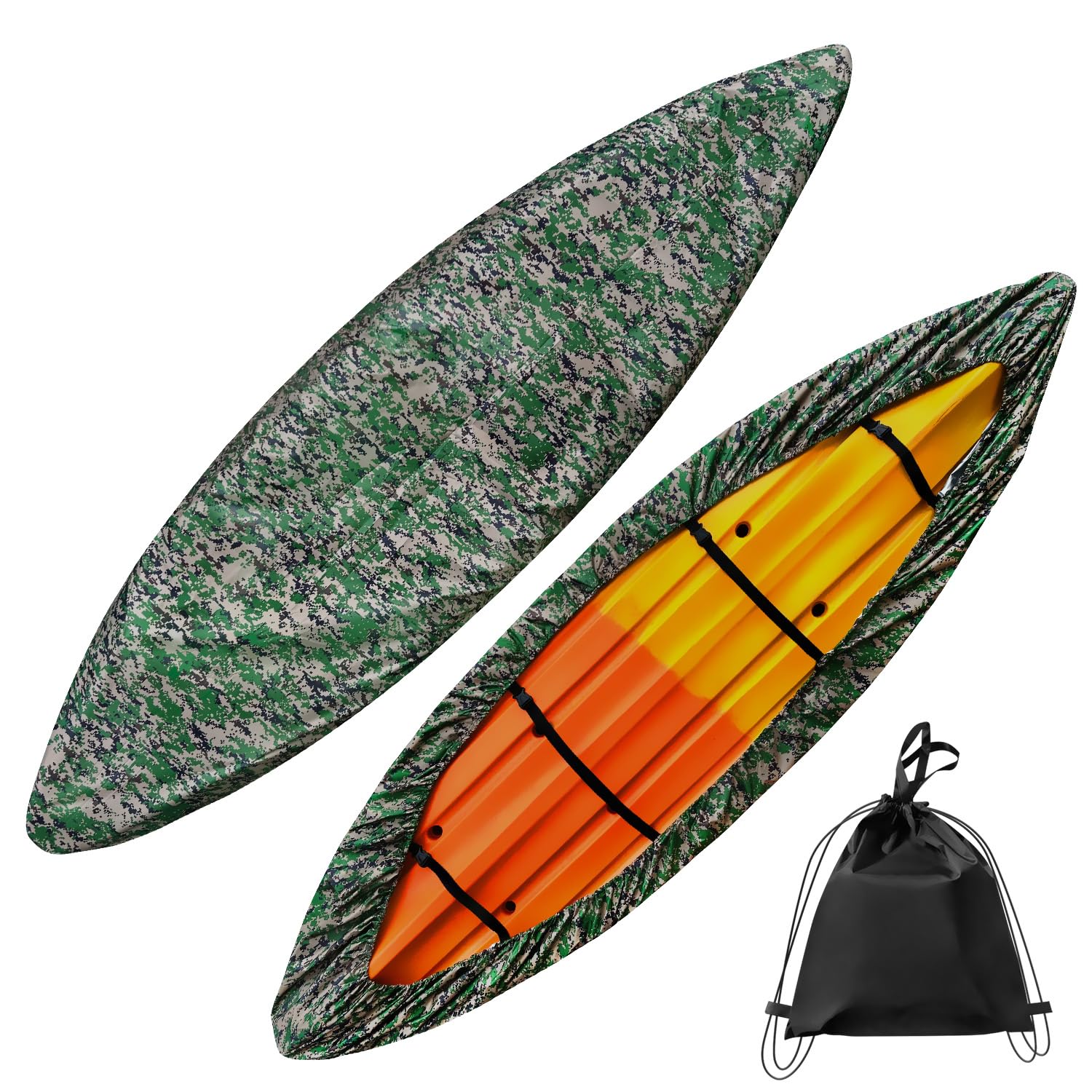 Kayak Cover, 420D Waterproof Kayak Covers for Outdoor Storage, Ultra Strong Canoe Storage Oxford UV Resistant Dust Cover Sunblock Fishing Boat Cover